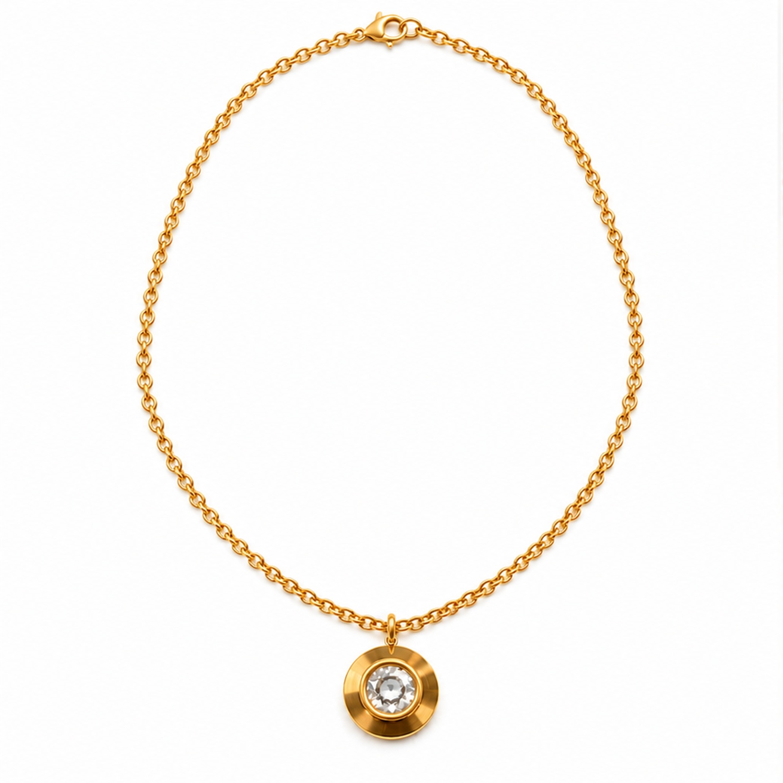 Elegant Round Gold Tone Charm Necklace