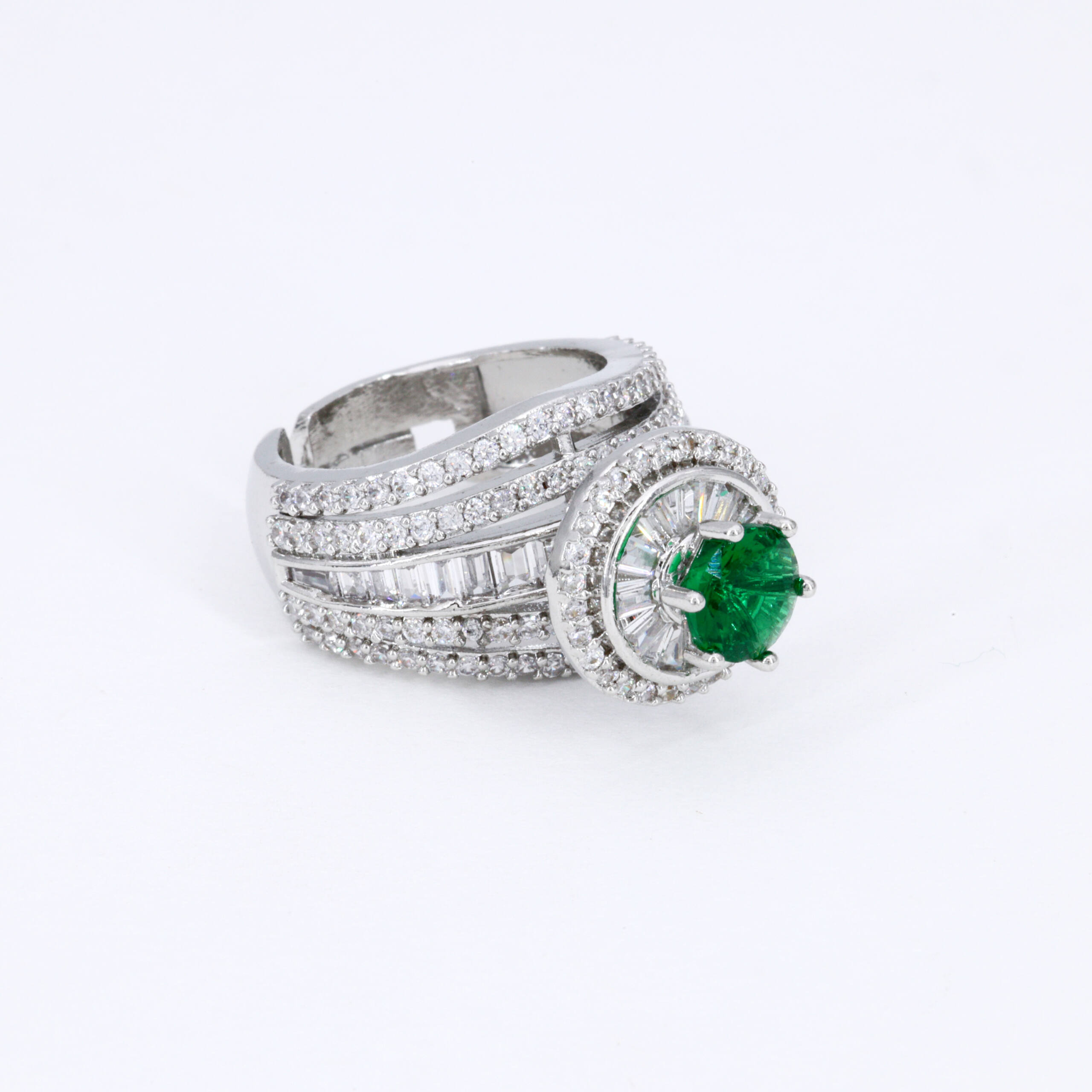 Emerald Accent Sculpted Ring