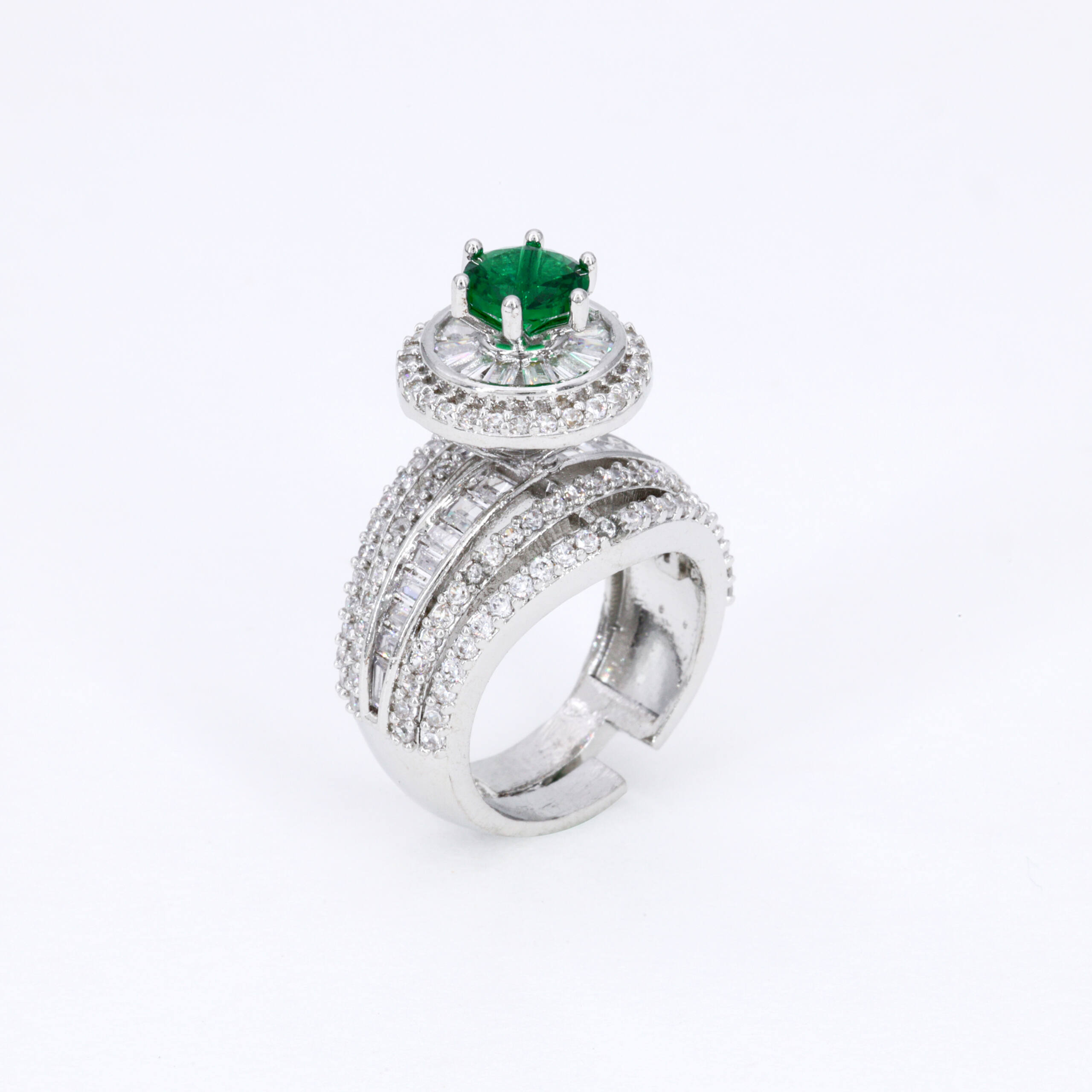 Emerald Accent Sculpted Ring