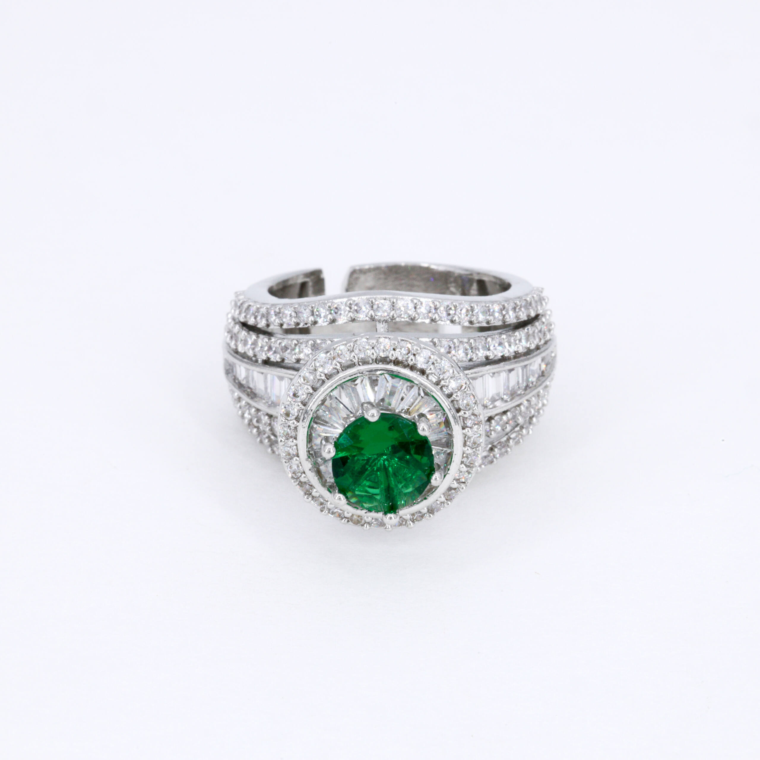 Emerald Accent Sculpted Ring