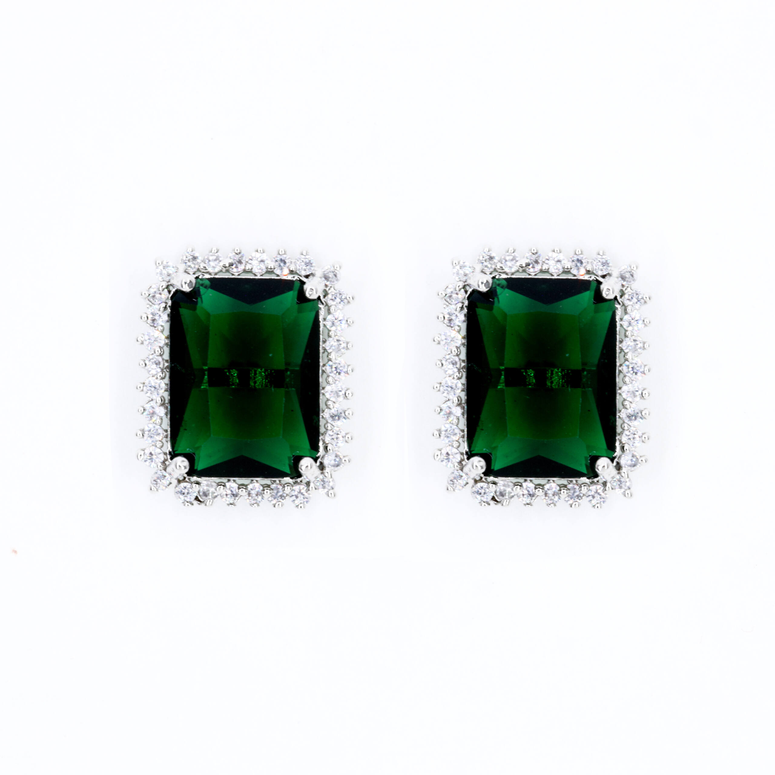 Emerald Glow Rectangle Studs