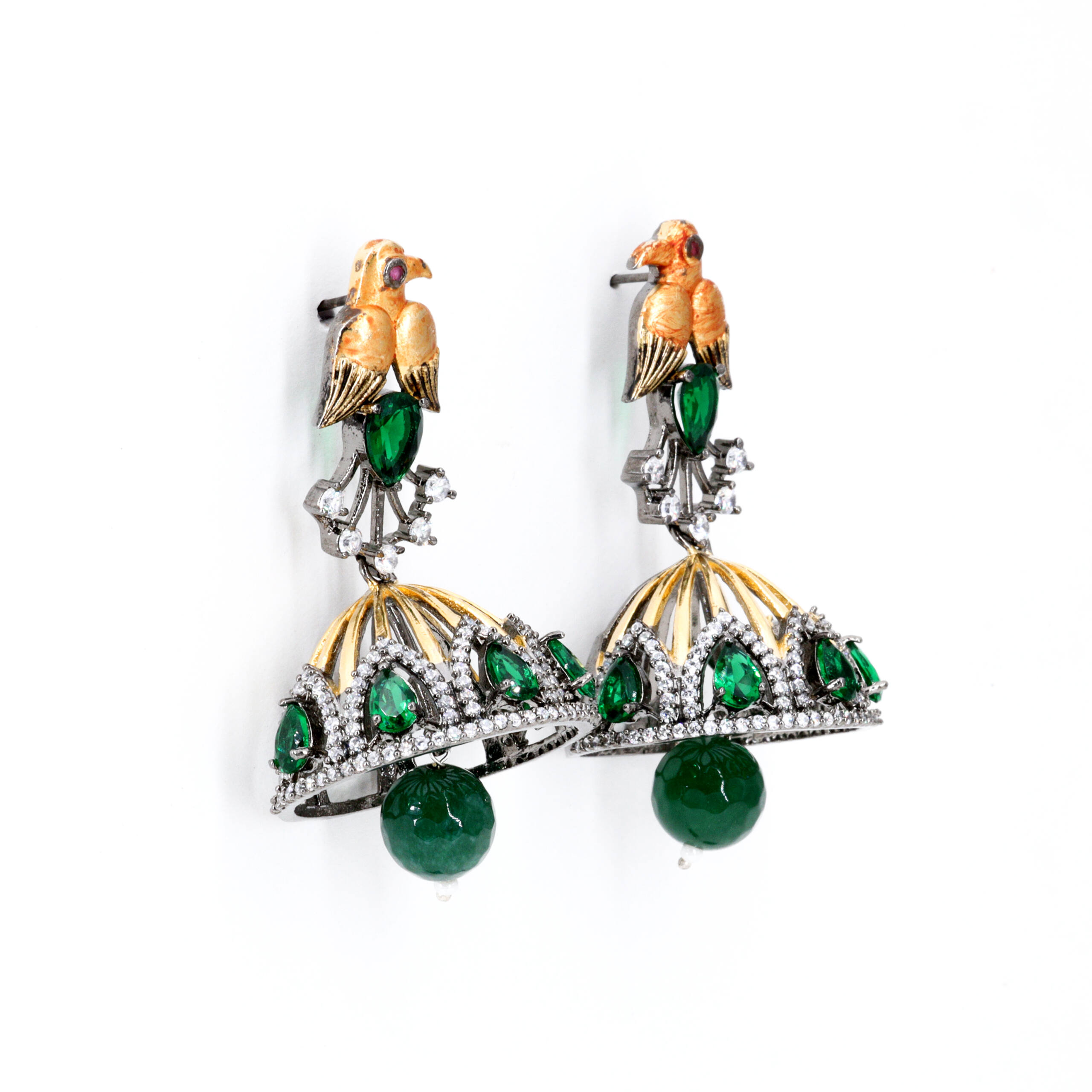 Emerald Green Jhumka Drop Earrings
