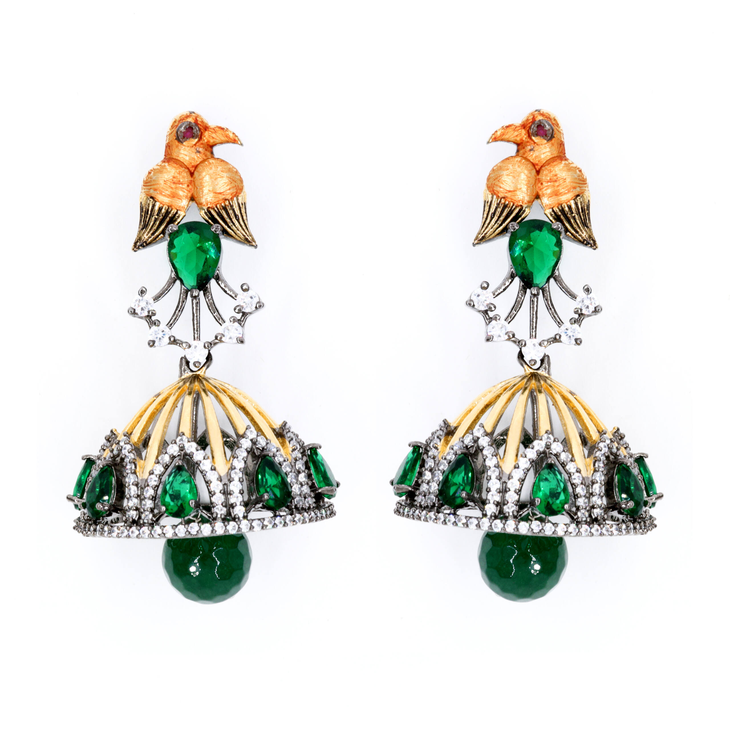 Emerald Green Jhumka Drop Earrings