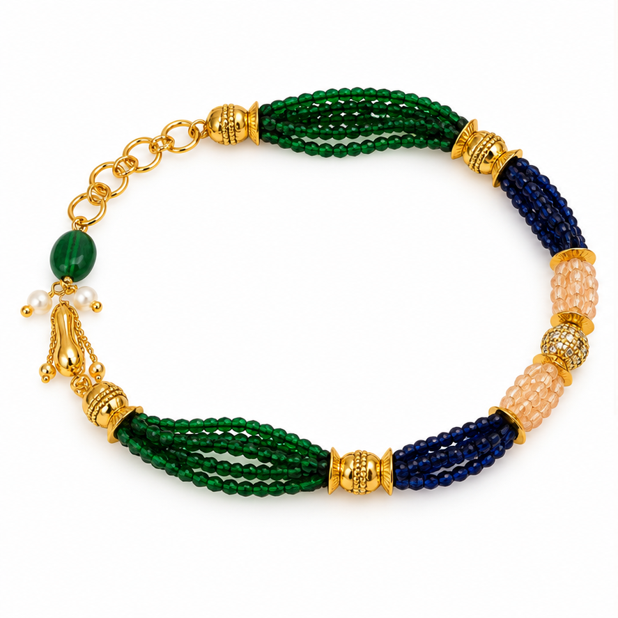 Emerald Green Navy Blue Designer Bracelet