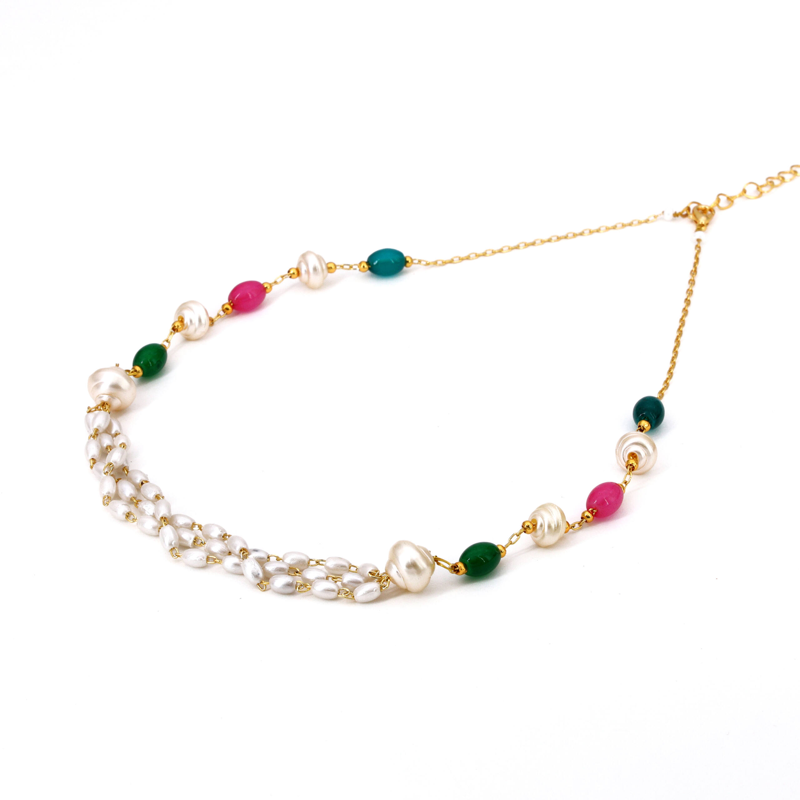 Emerald Moti Minimal Necklace Set