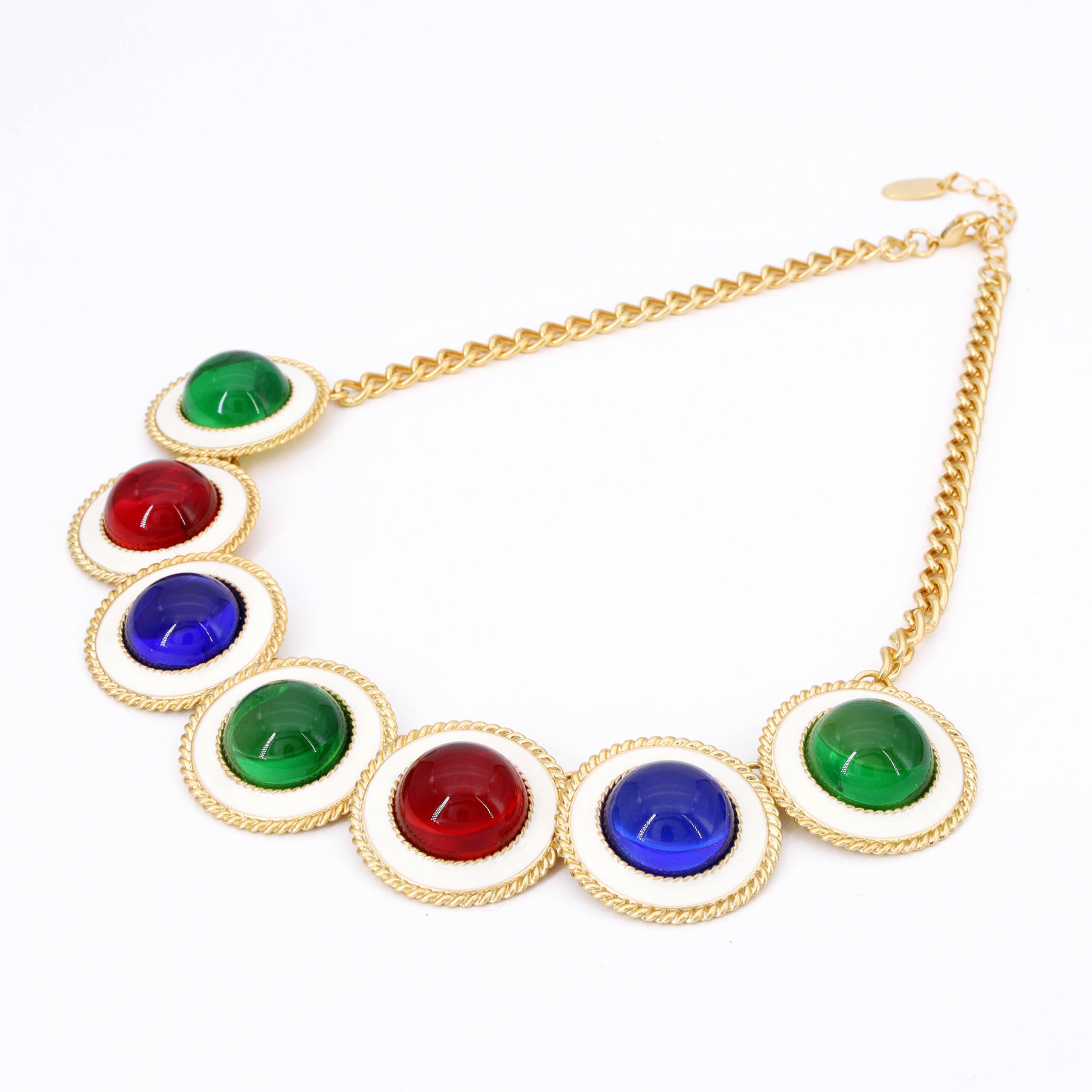 Emerald Ruby Circle Necklace