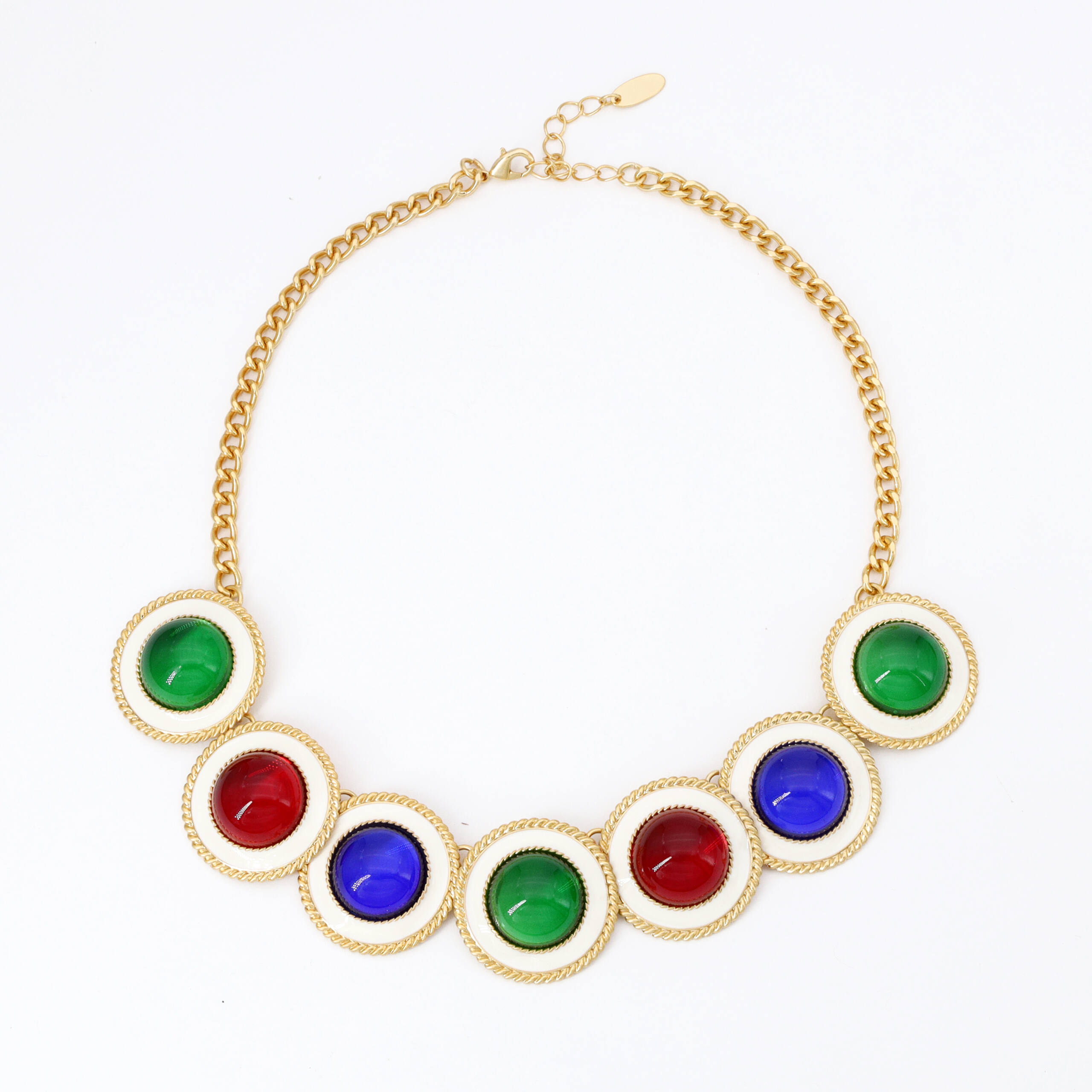 Emerald Ruby Circle Necklace