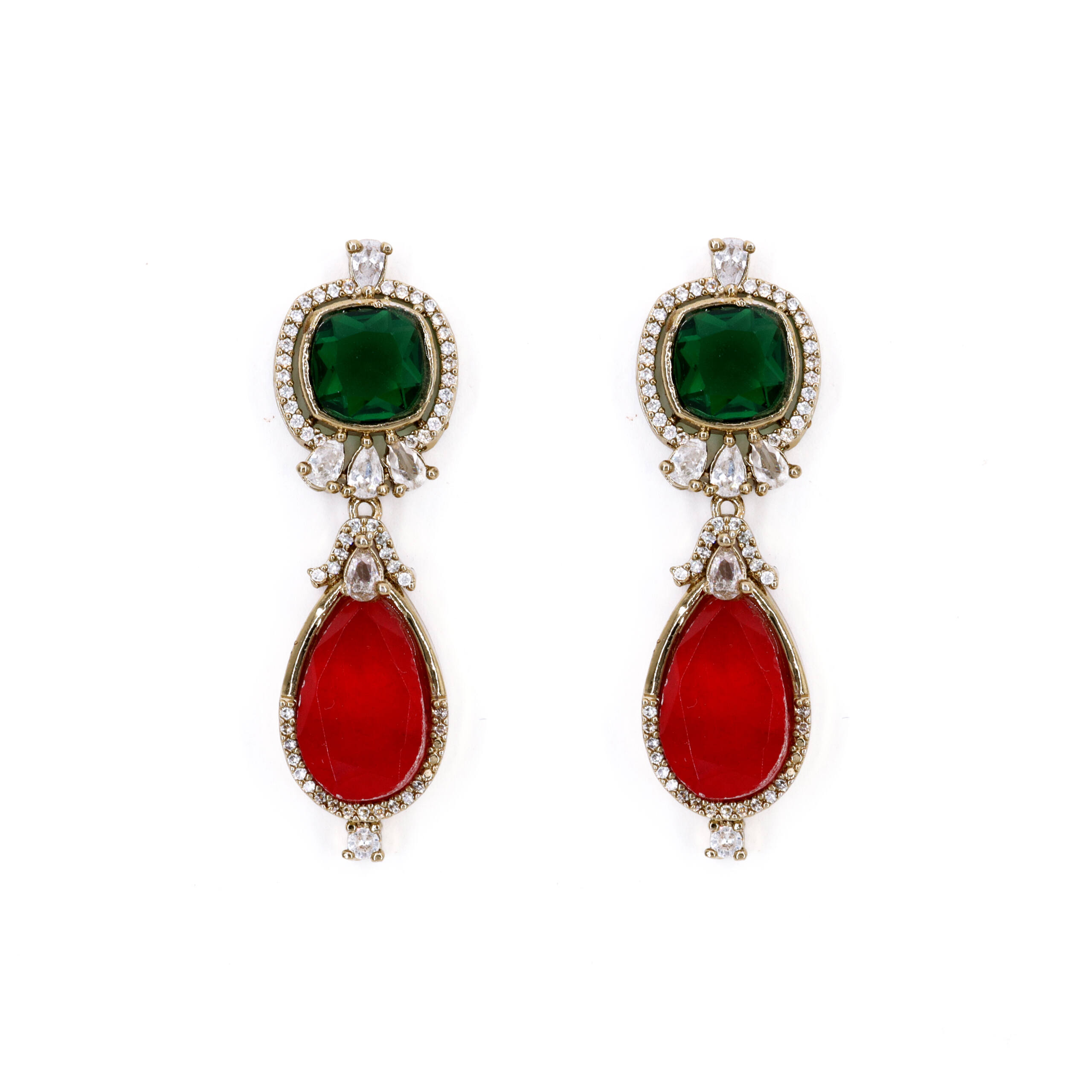 Emerald Ruby Gold-Tone Necklace Set