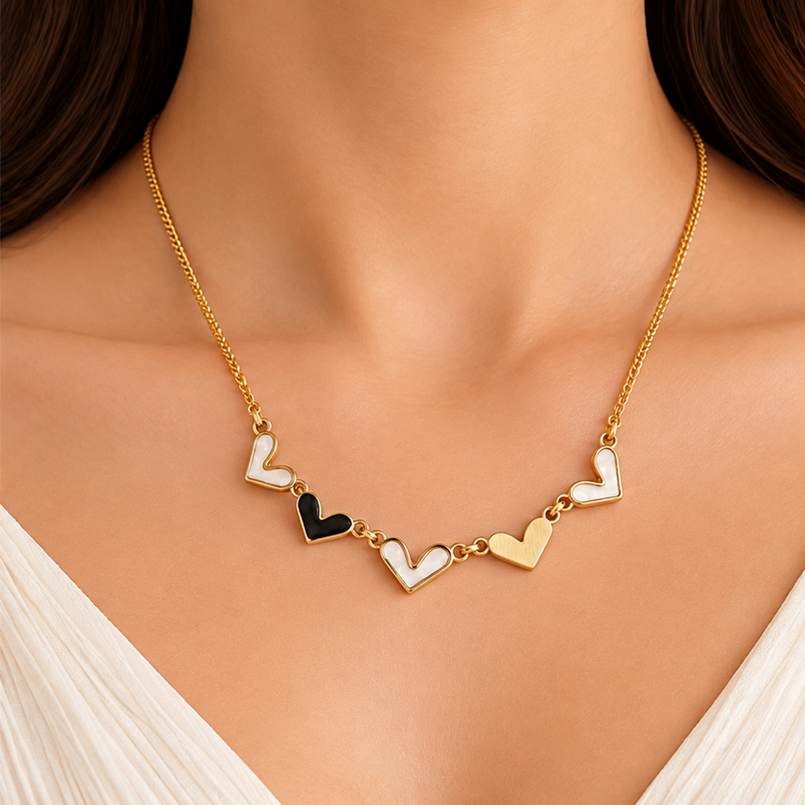 Floral Wave Gold Tone Necklace