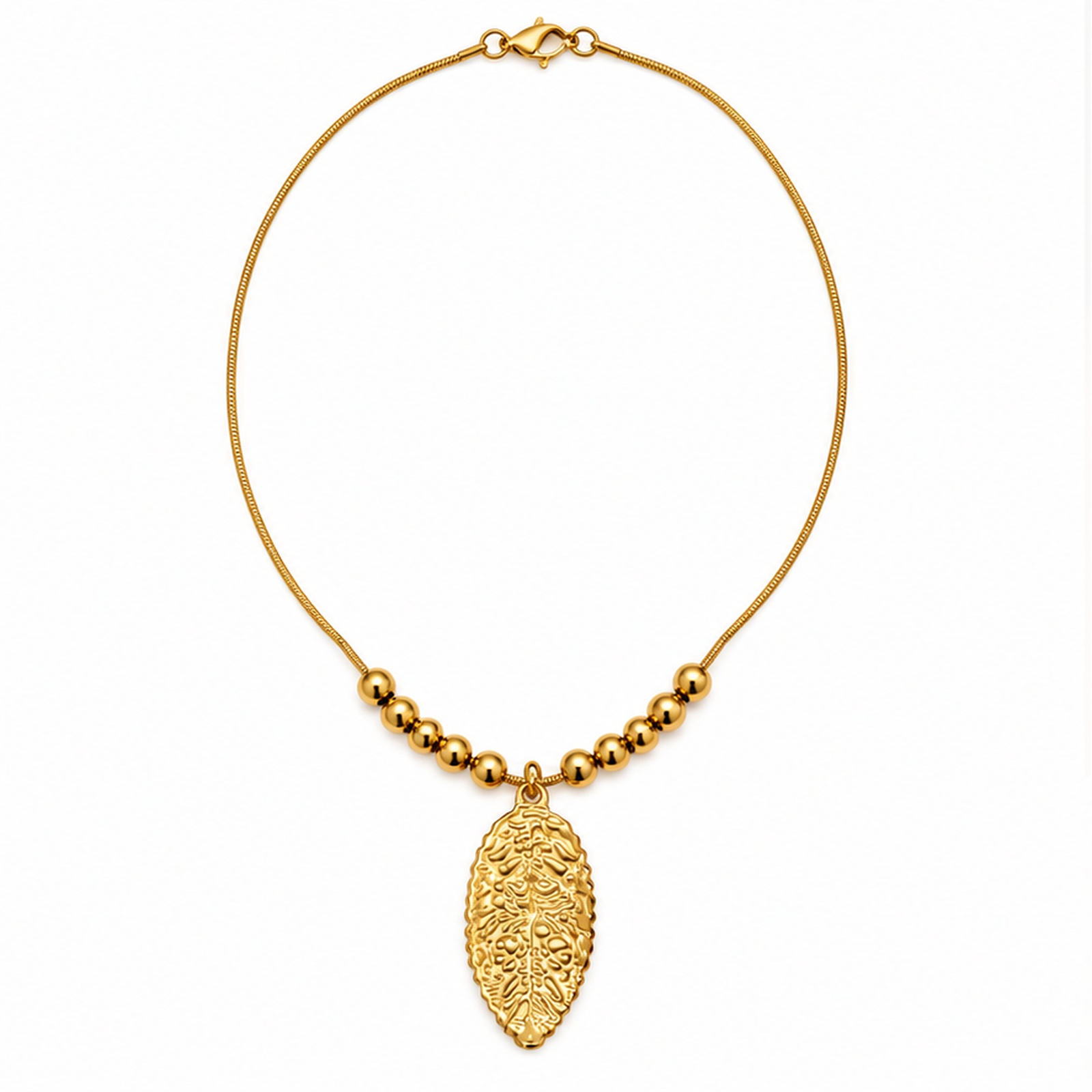 Gold Tone Leaf Design Pendant Necklace