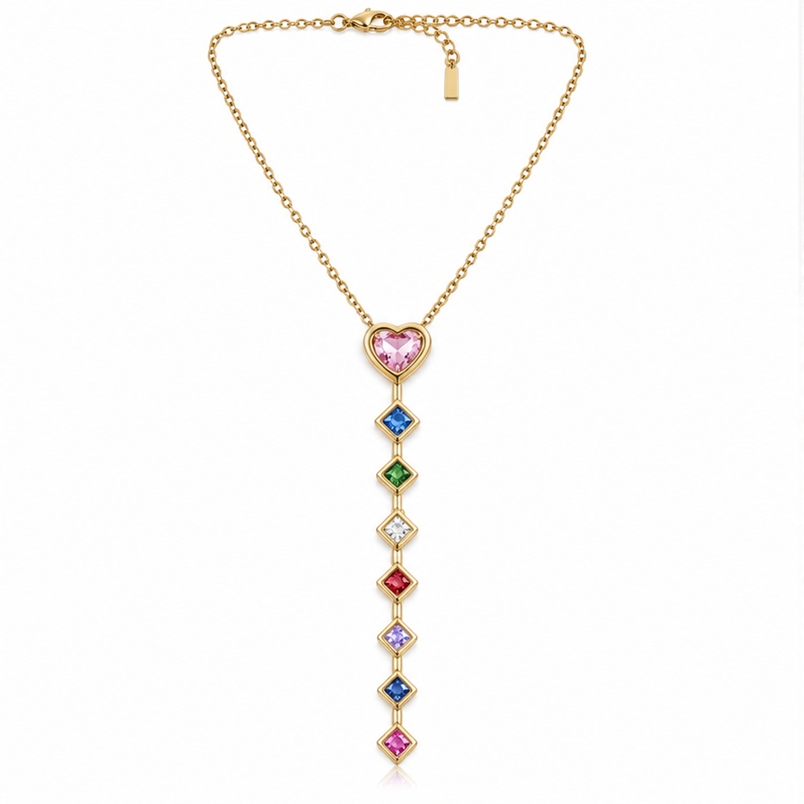 Gold Tone Long Drop Designer Necklace