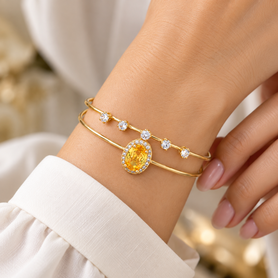 Golden Amber Charm Bracelet