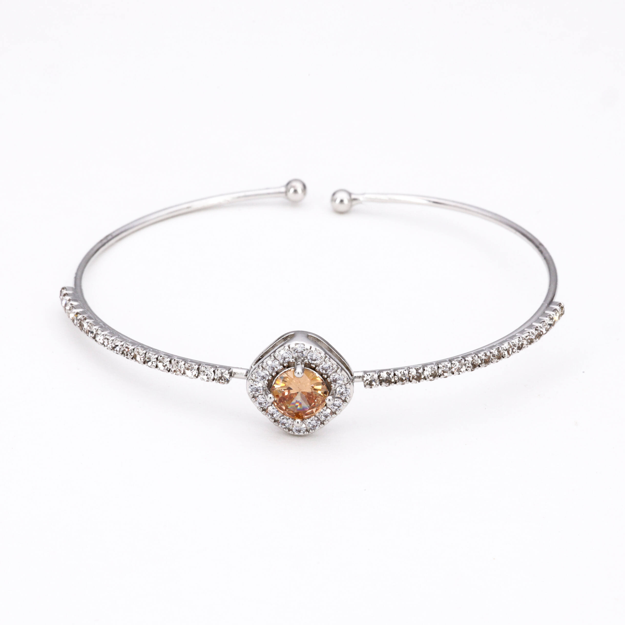 Golden Amber Radiance Halo Charm Link Bracelet