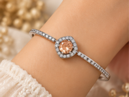 Golden Amber Radiance Halo Charm Link Bracelet