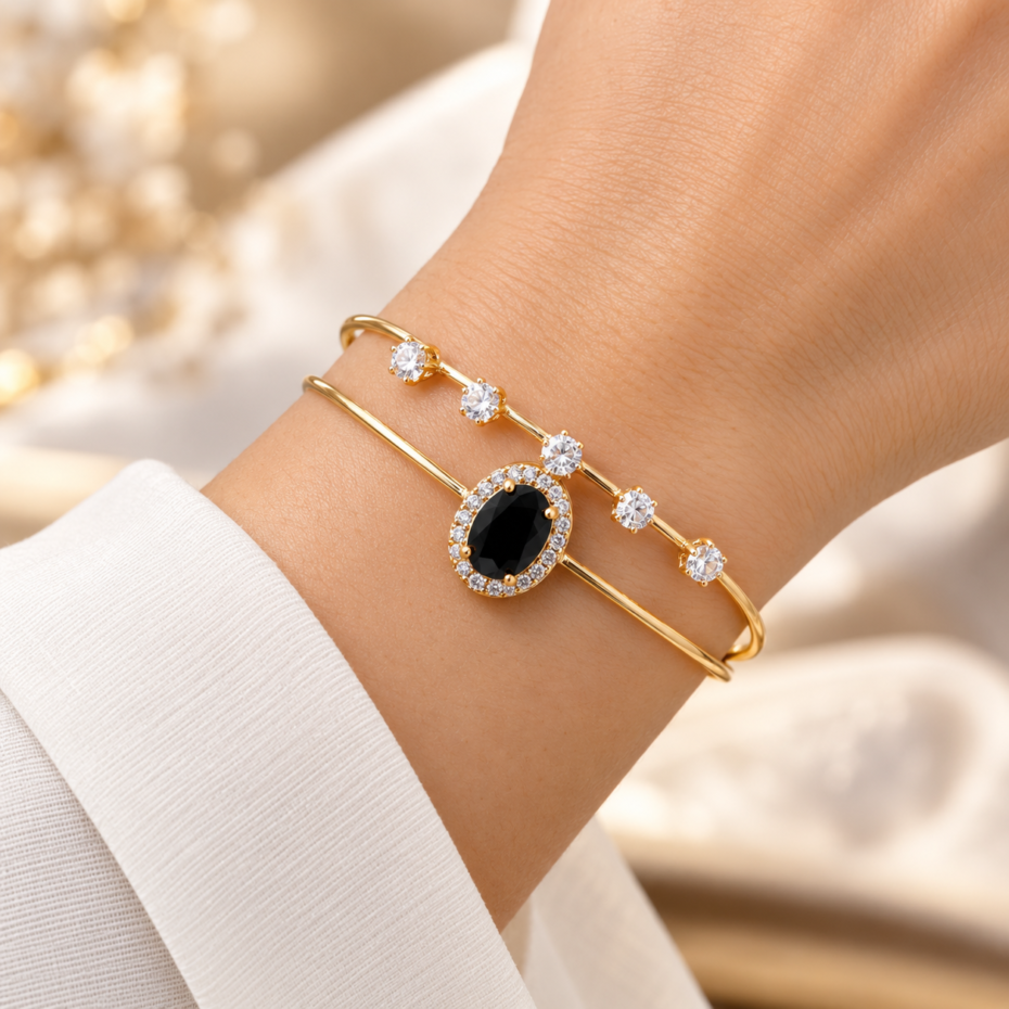 Golden Black Charm Bracelet