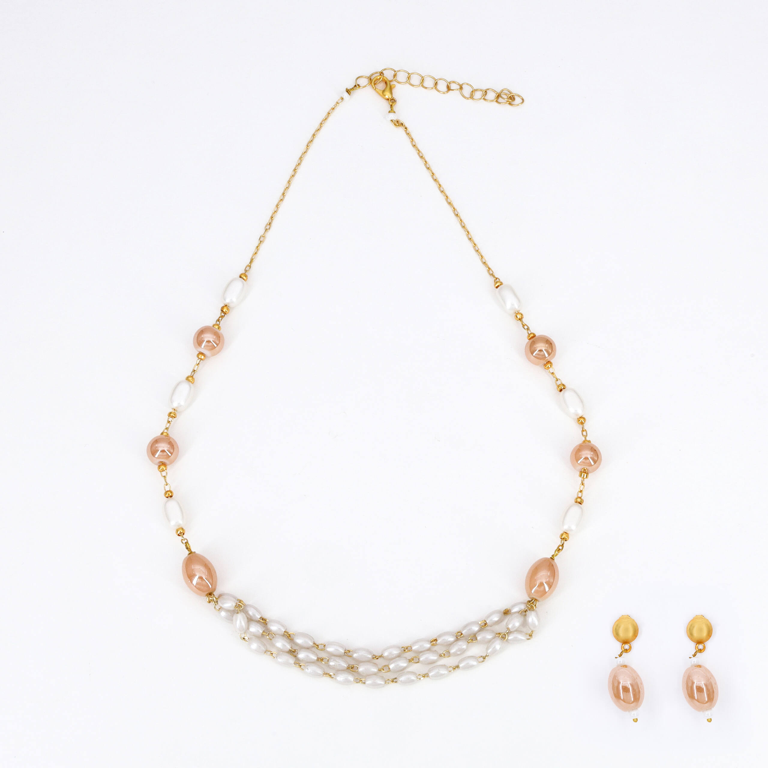 Golden Classic Moti Necklace Set
