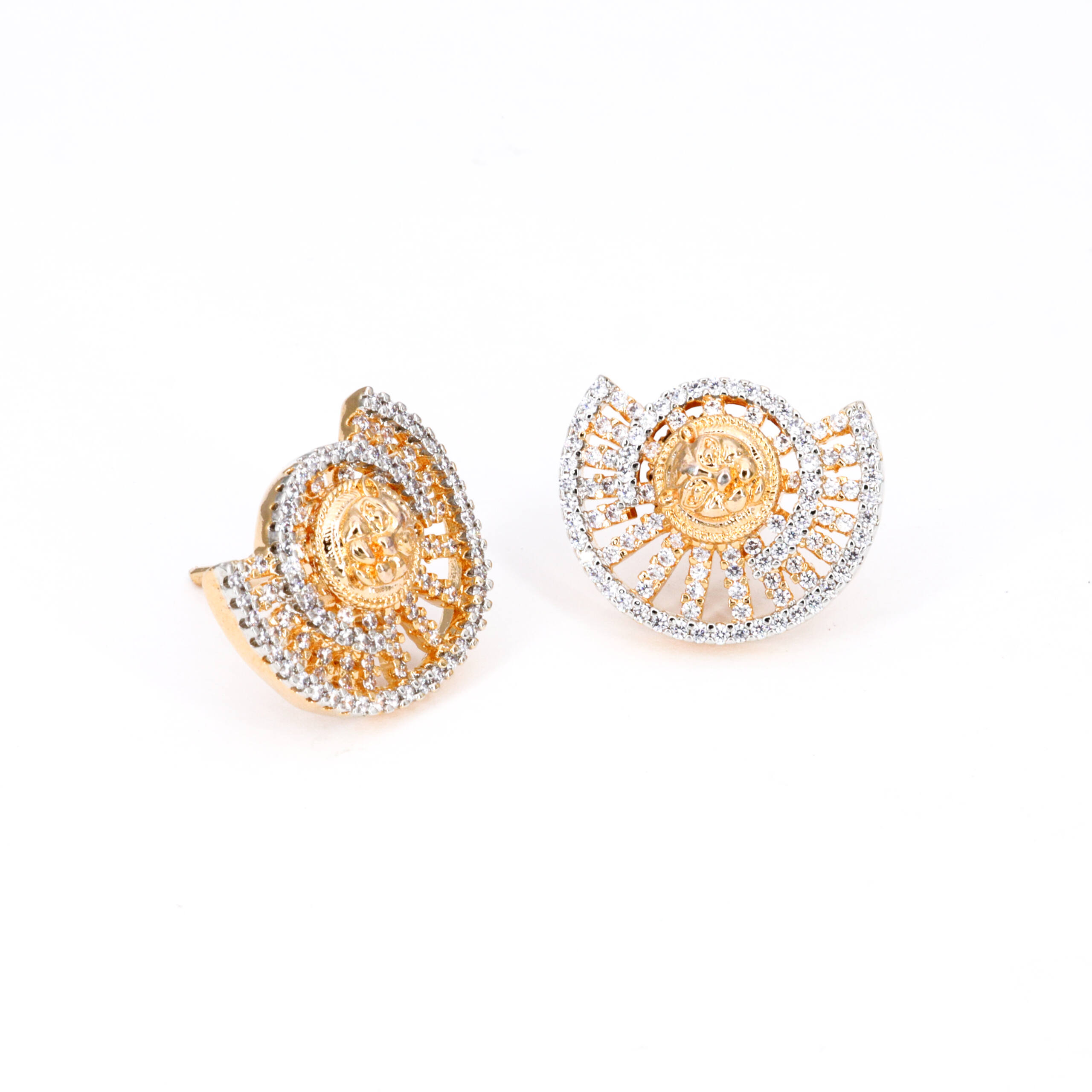 Golden Crystal Burst Stud Earrings