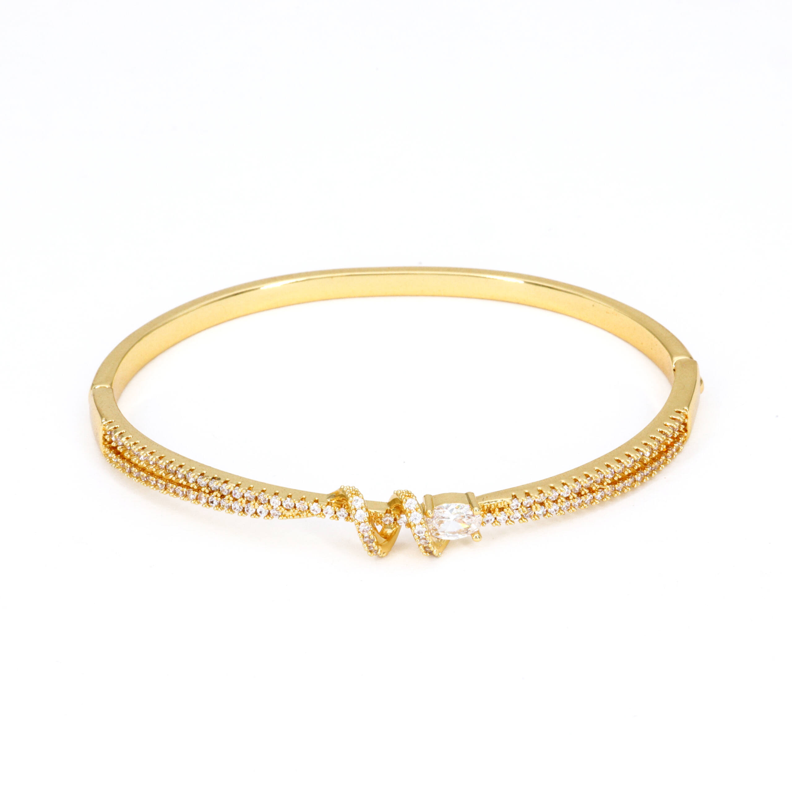 Golden Dewdrop Charm Bangle