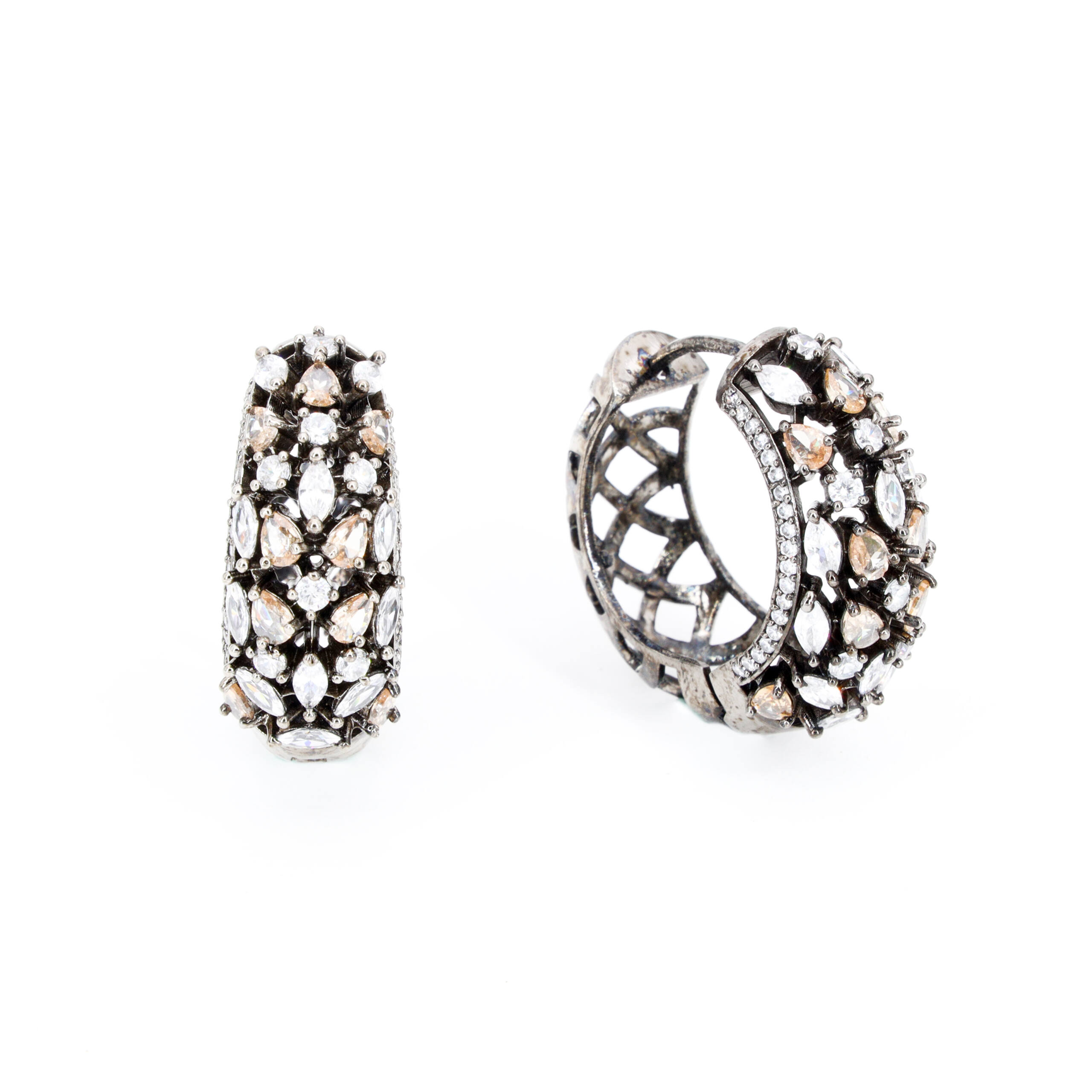 Golden Filigree Oval Statement Earrings