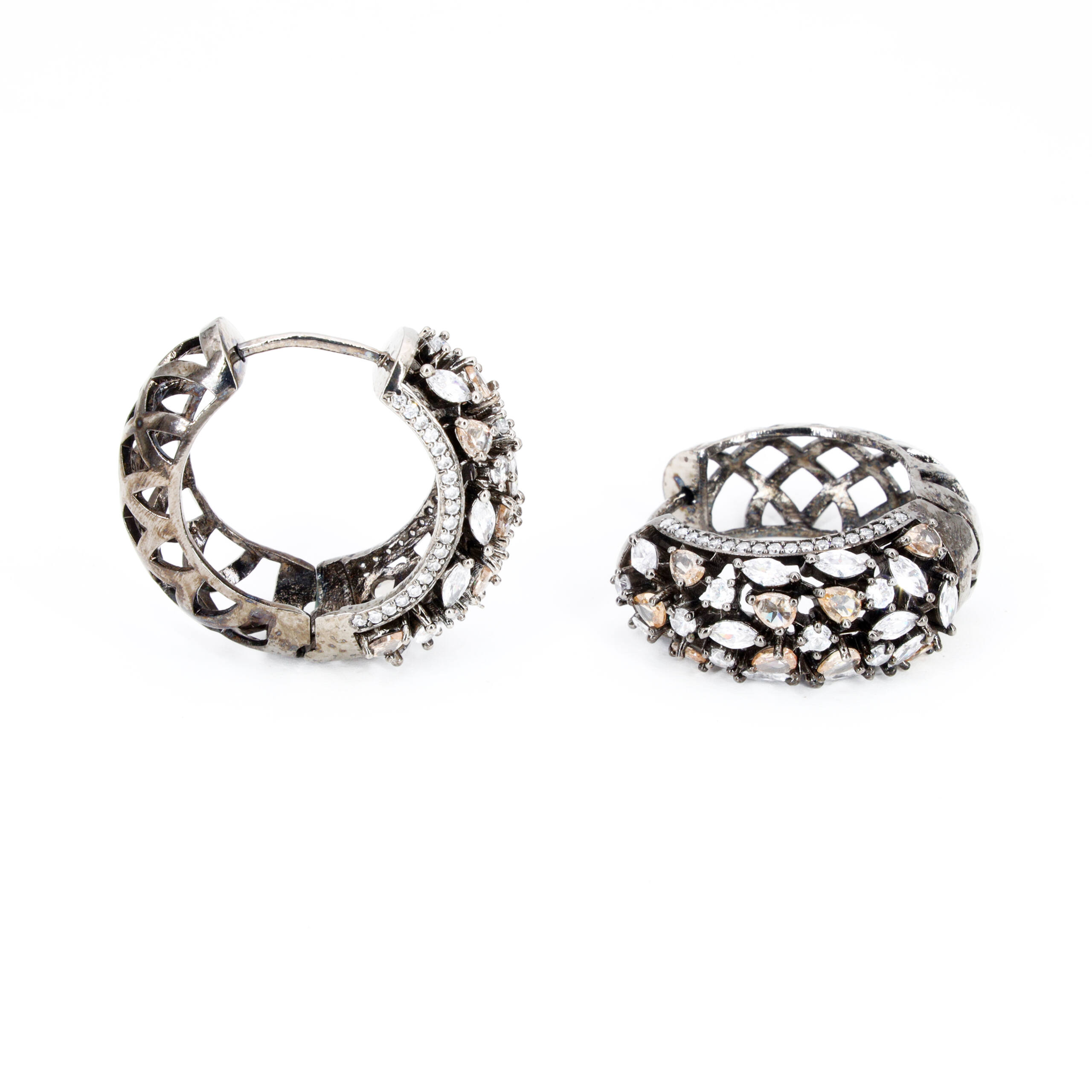 Golden Filigree Oval Statement Earrings