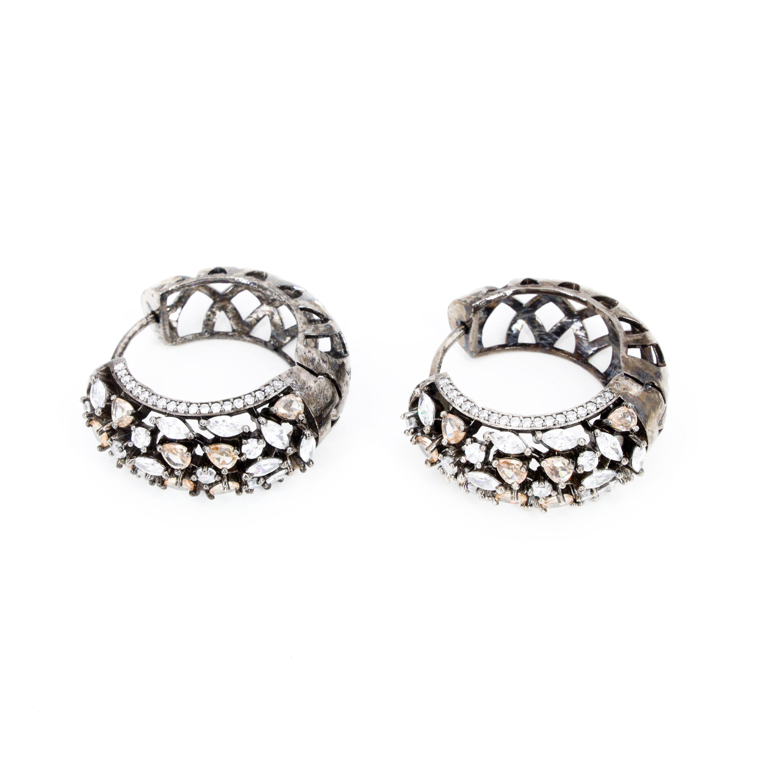 Golden Filigree Oval Statement Earrings