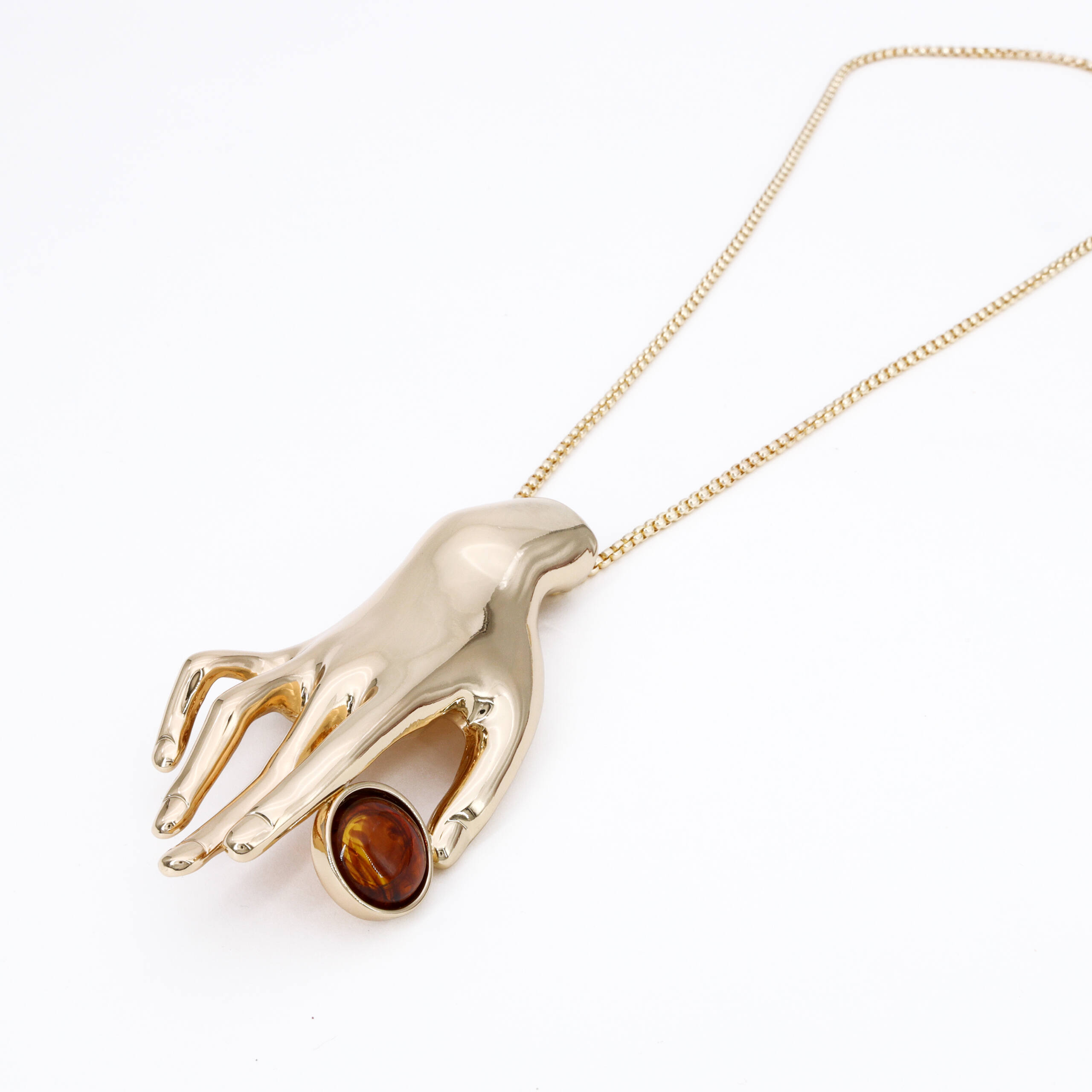Golden Hand Charm Necklace