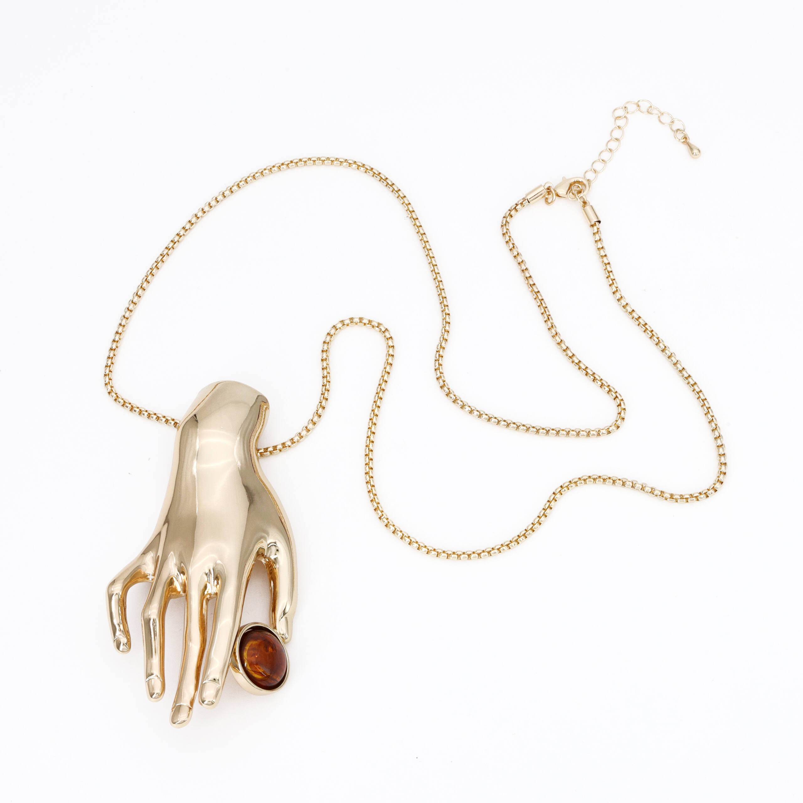 Golden Hand Charm Necklace