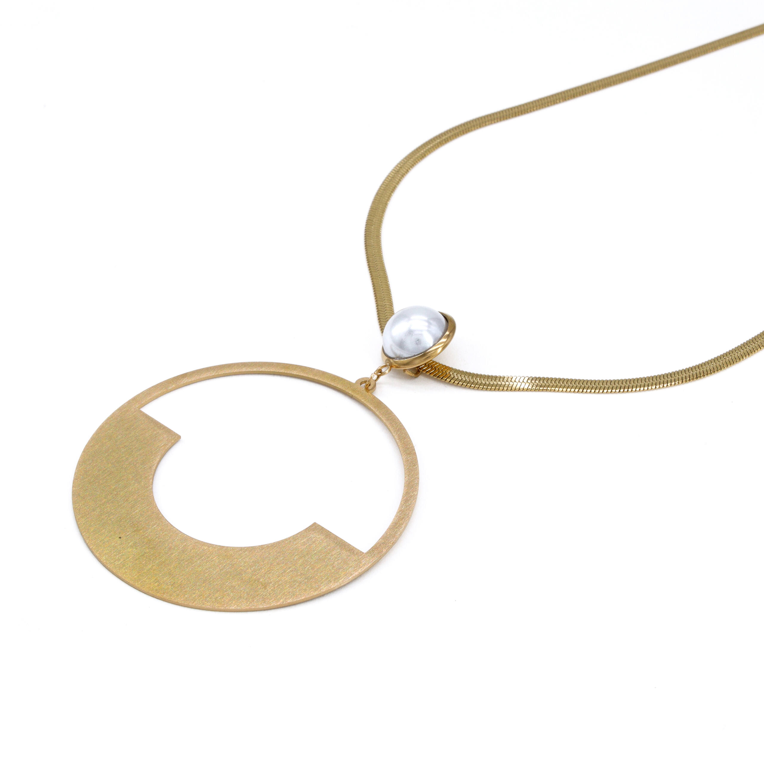 Golden Orbit Hoop Pendant Set