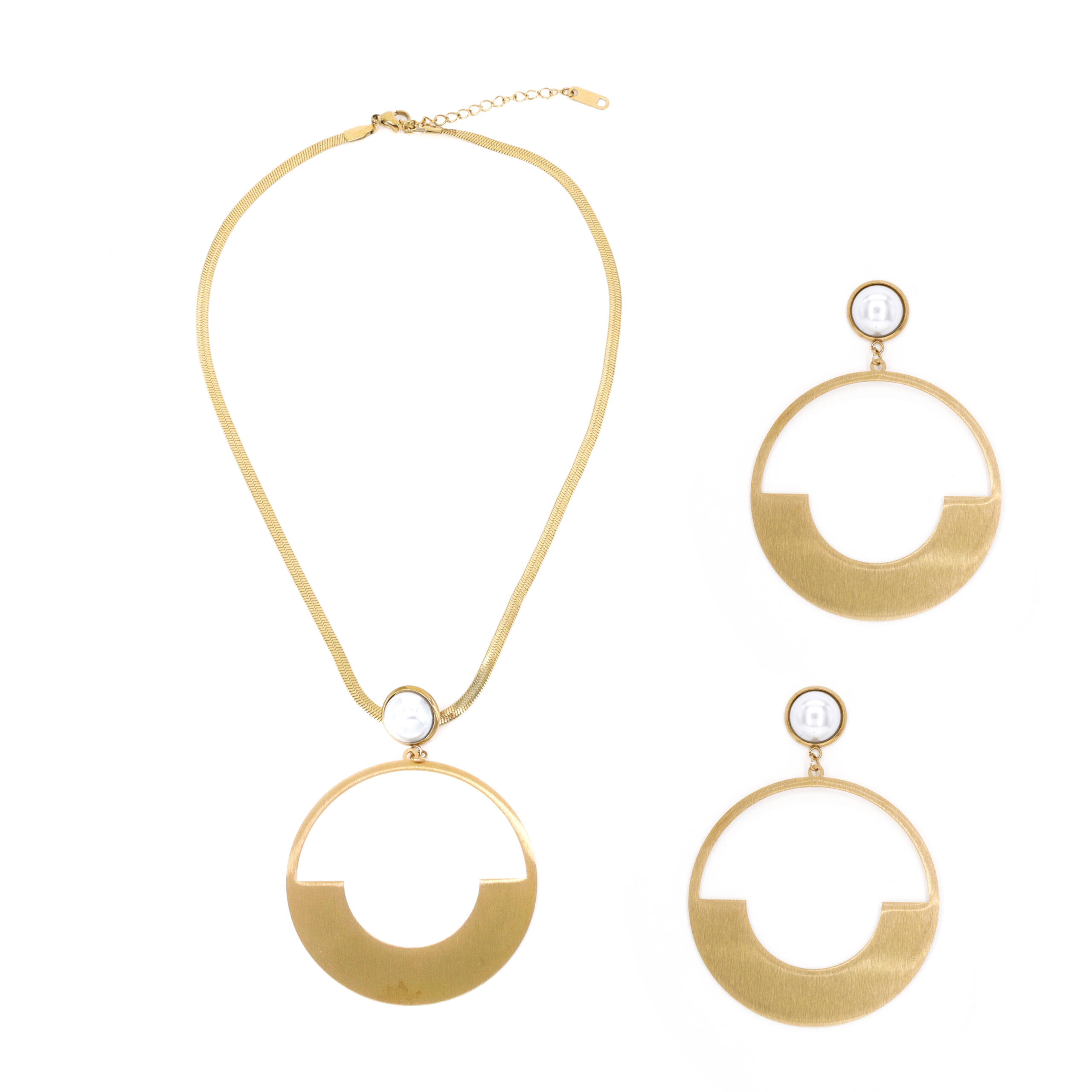 Golden Orbit Hoop Pendant Set