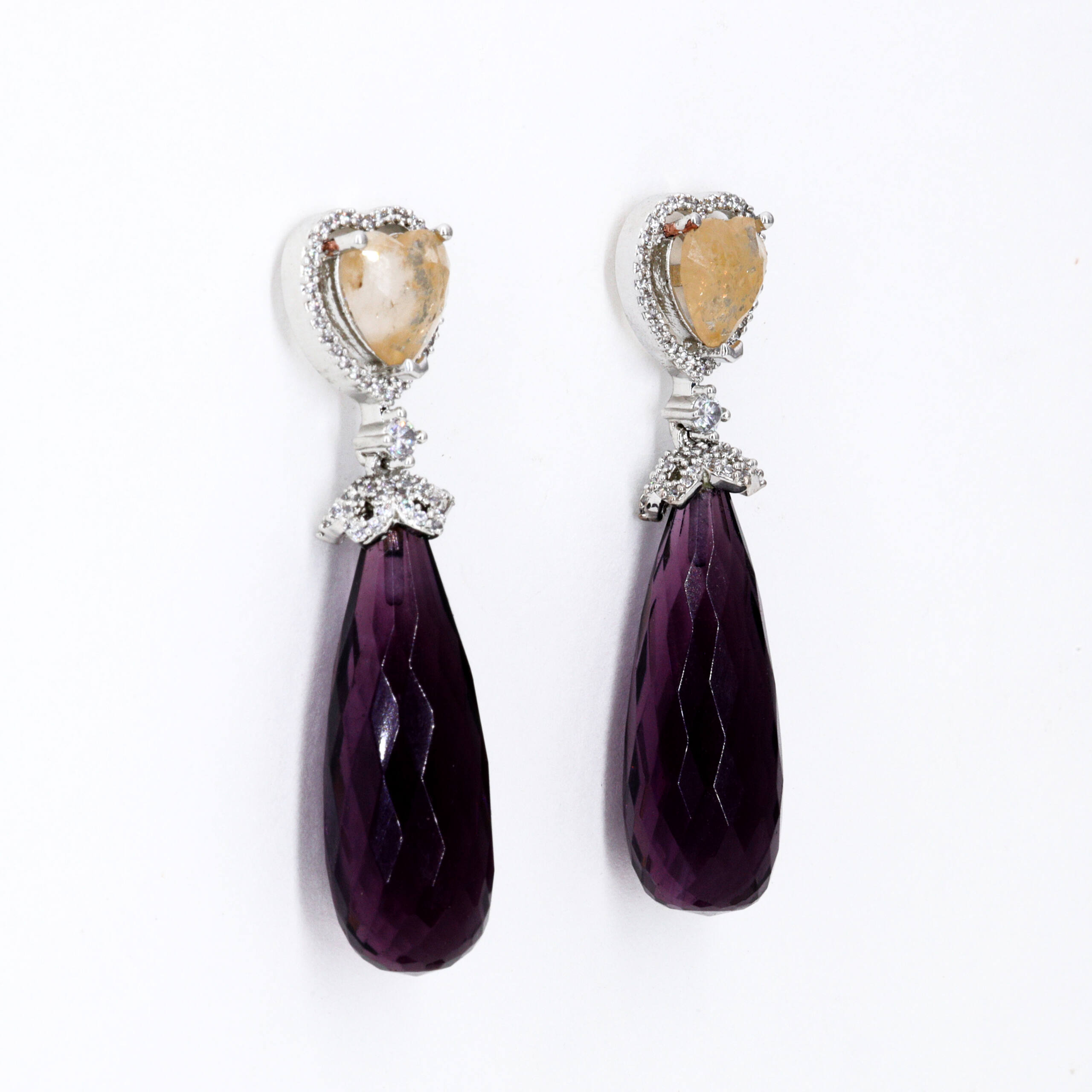 Golden Top Midnight Drop Earrings