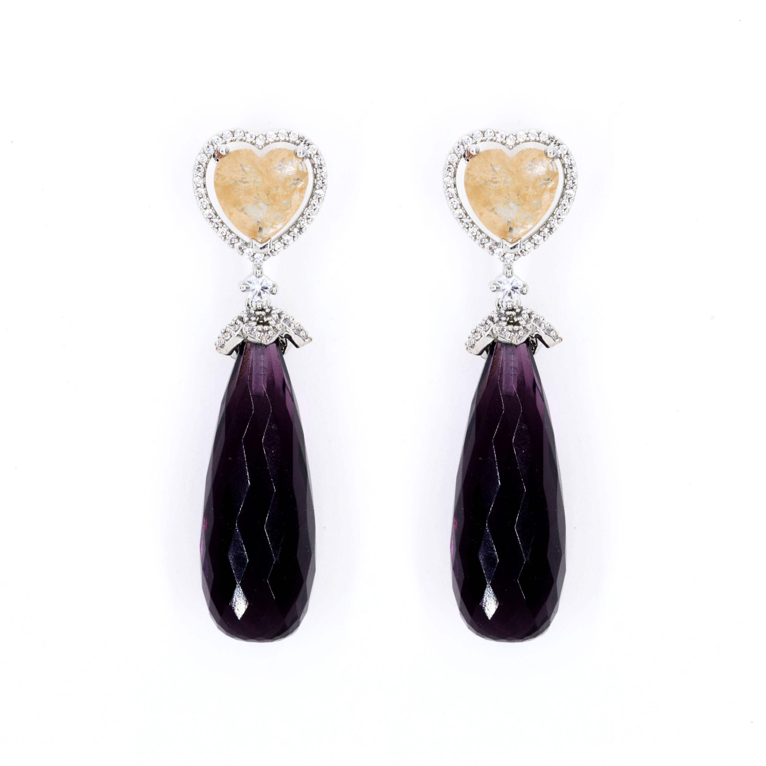 Golden Top Midnight Drop Earrings
