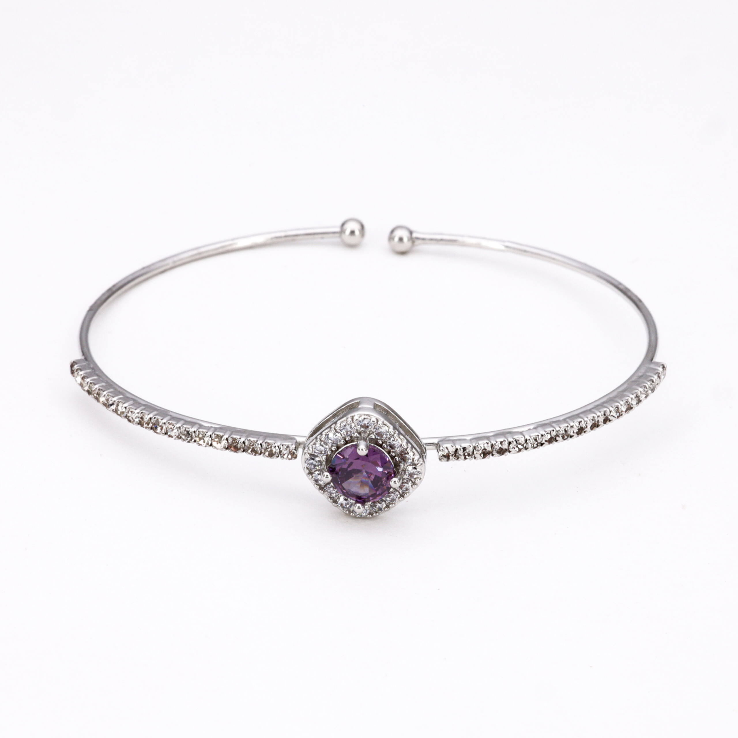 Imperial Amethyst Eclipse Halo Charm Link Bracelet
