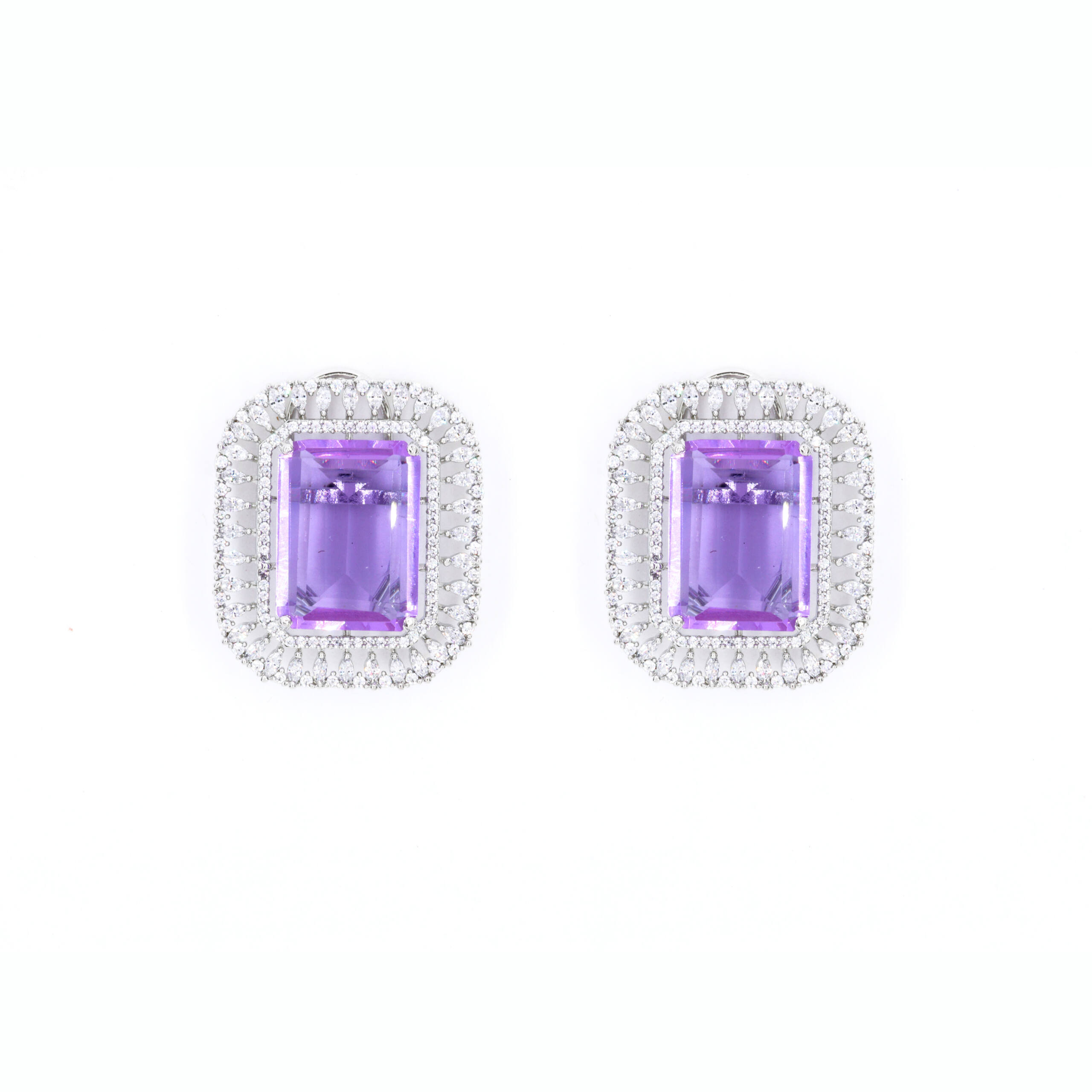 Lavender Halo Pendant Earring Set
