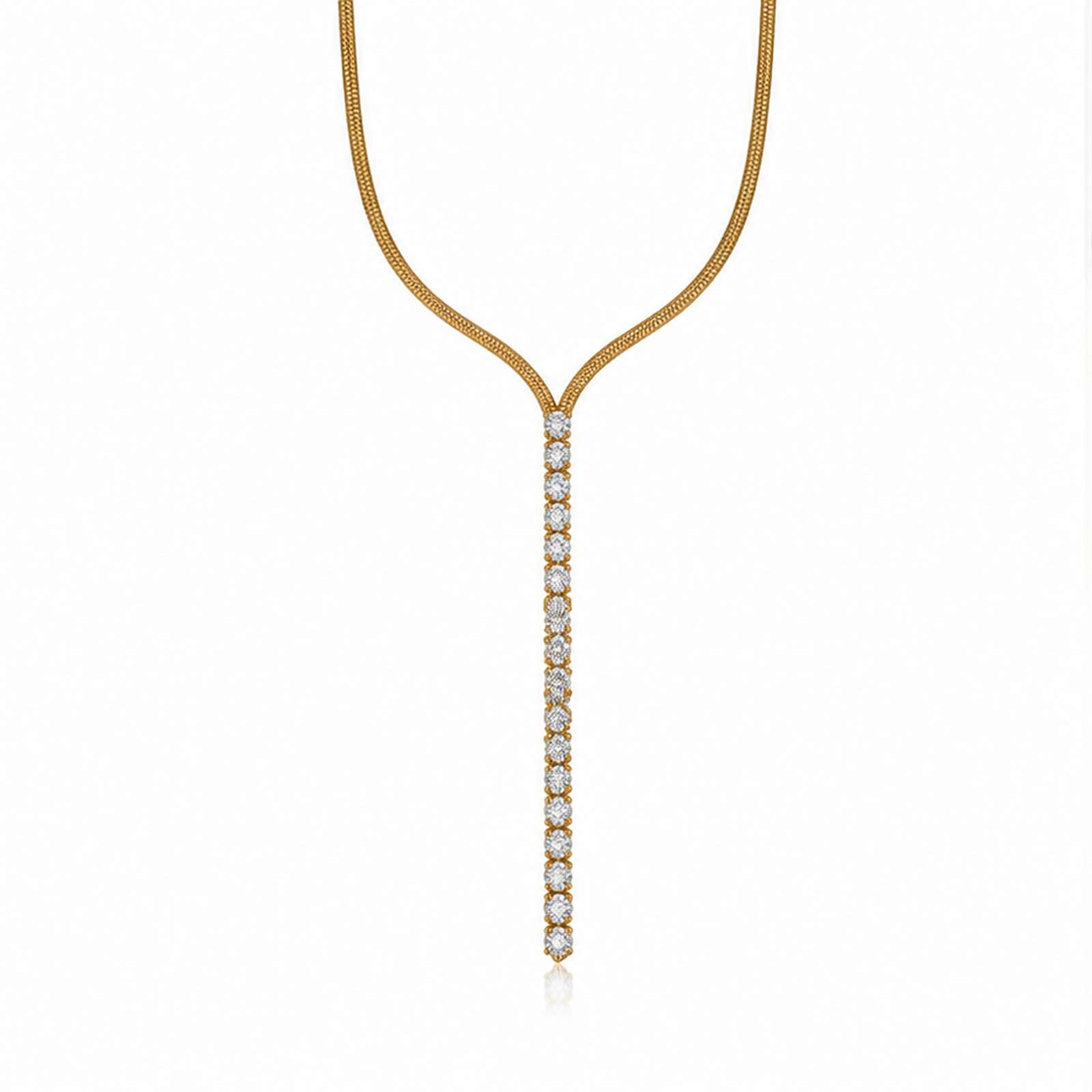 Long White Stone Gold Tone Necklace