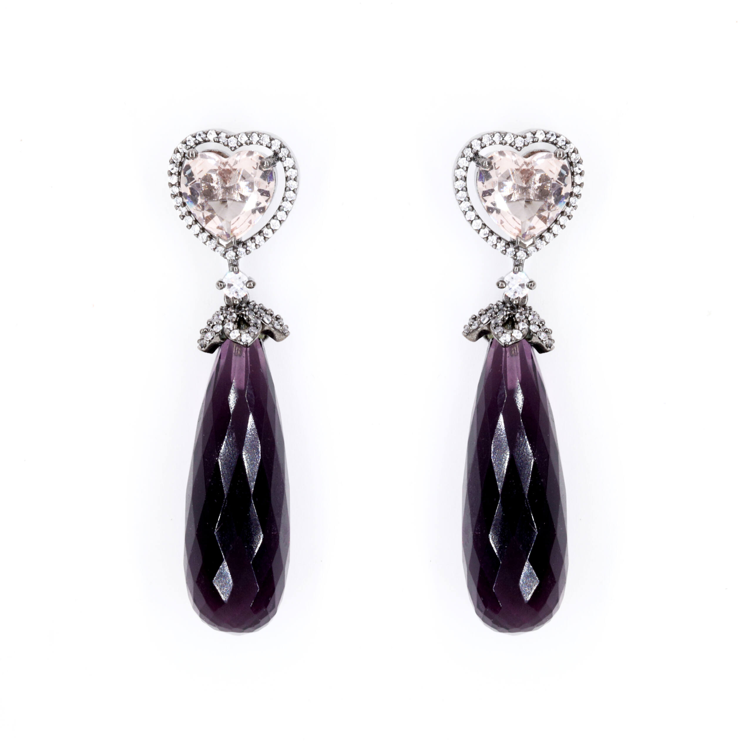 Midnight Amethyst Long Drop Earrings