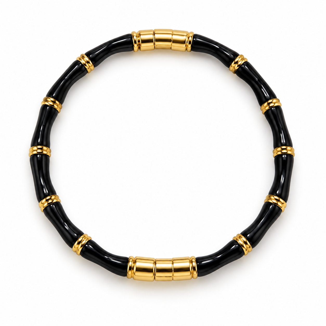 Midnight Black Enamel Gold Tone Bangle