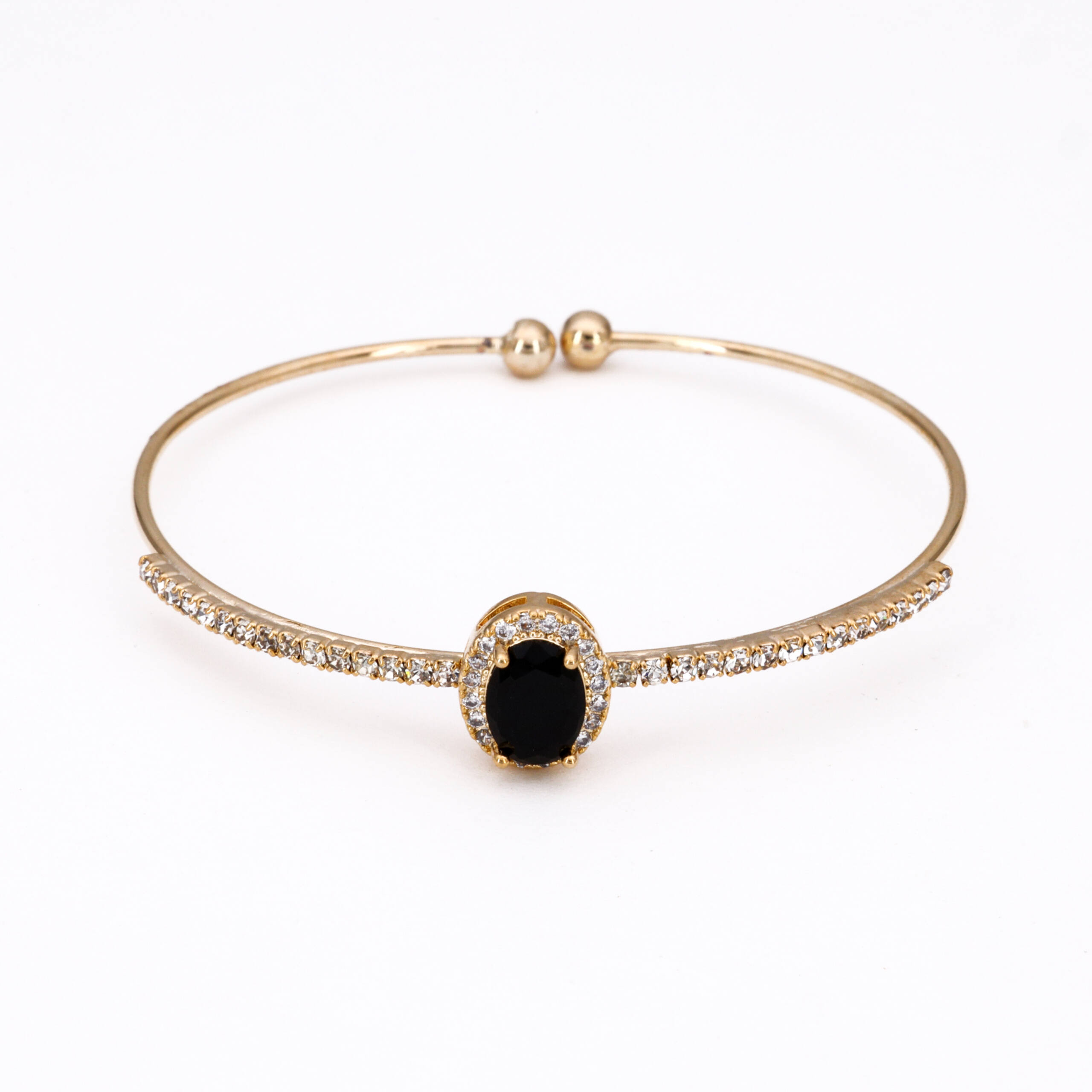 Midnight Black Gold-Tone Charm Bracelet