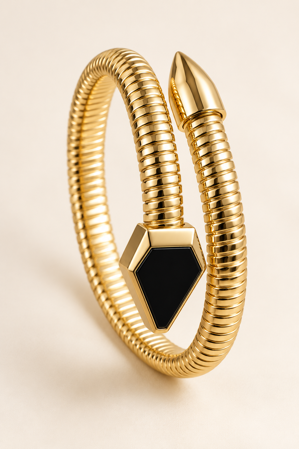 Midnight Black Spiral Gold Tone Kada