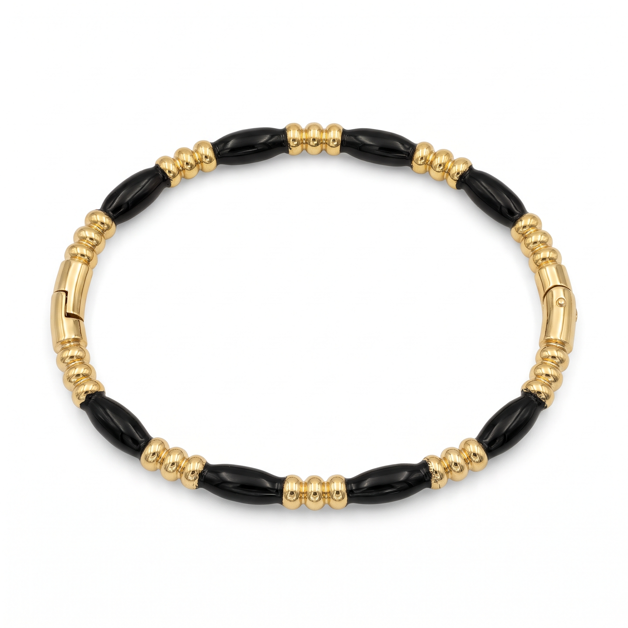 Midnight Black Twist Gold Tone Bracelet