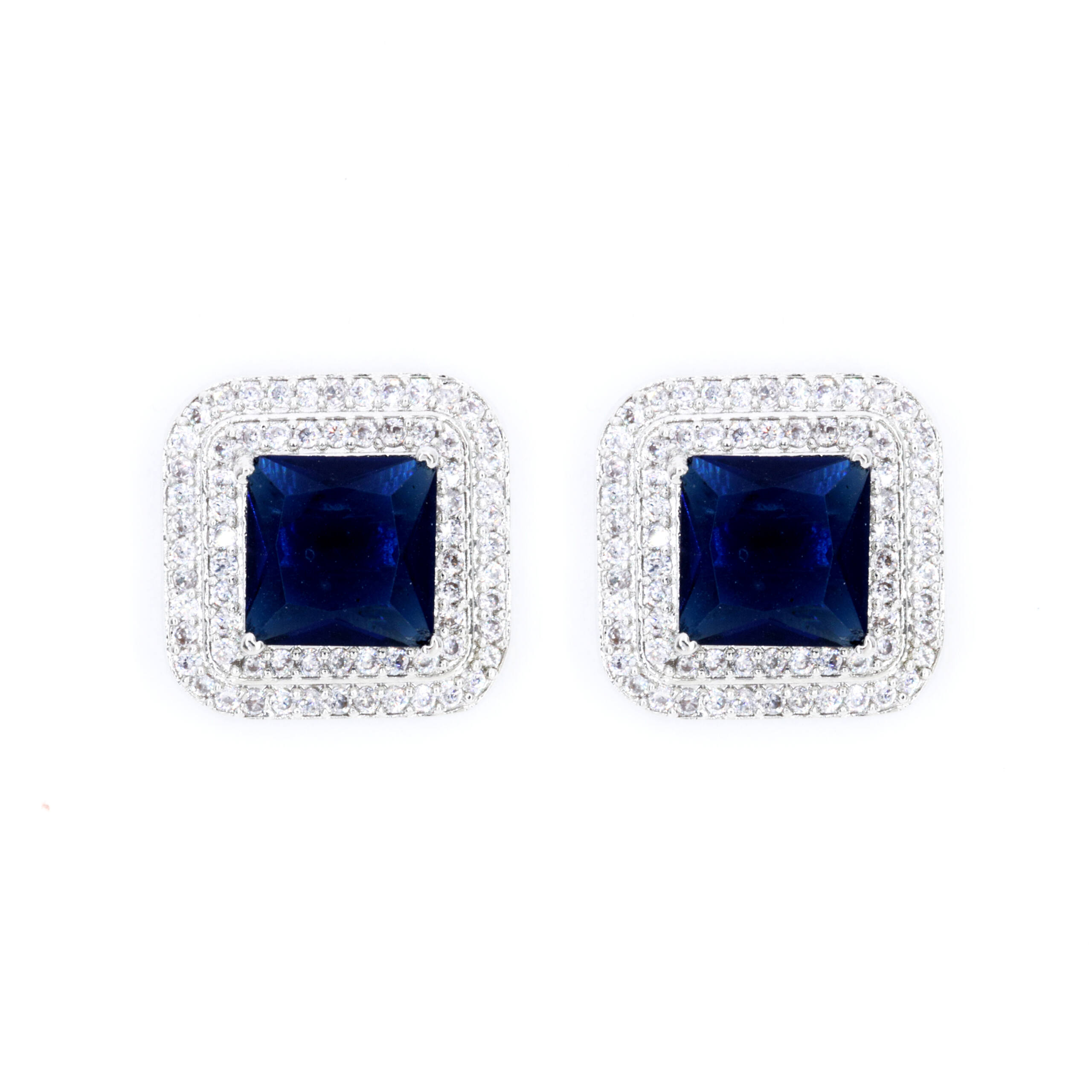 Midnight Sapphire Square Studs