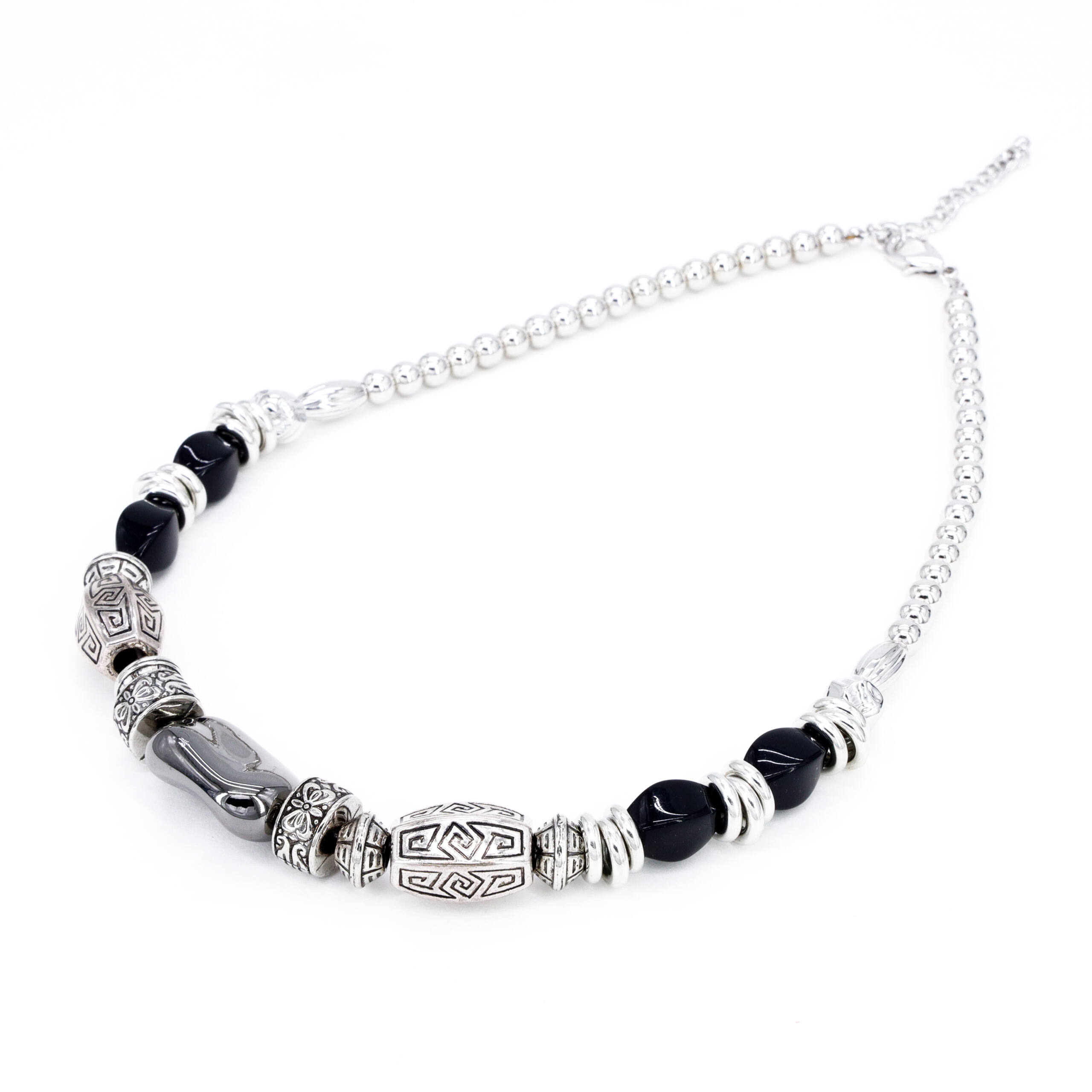 Midnight Silver Bead Necklace