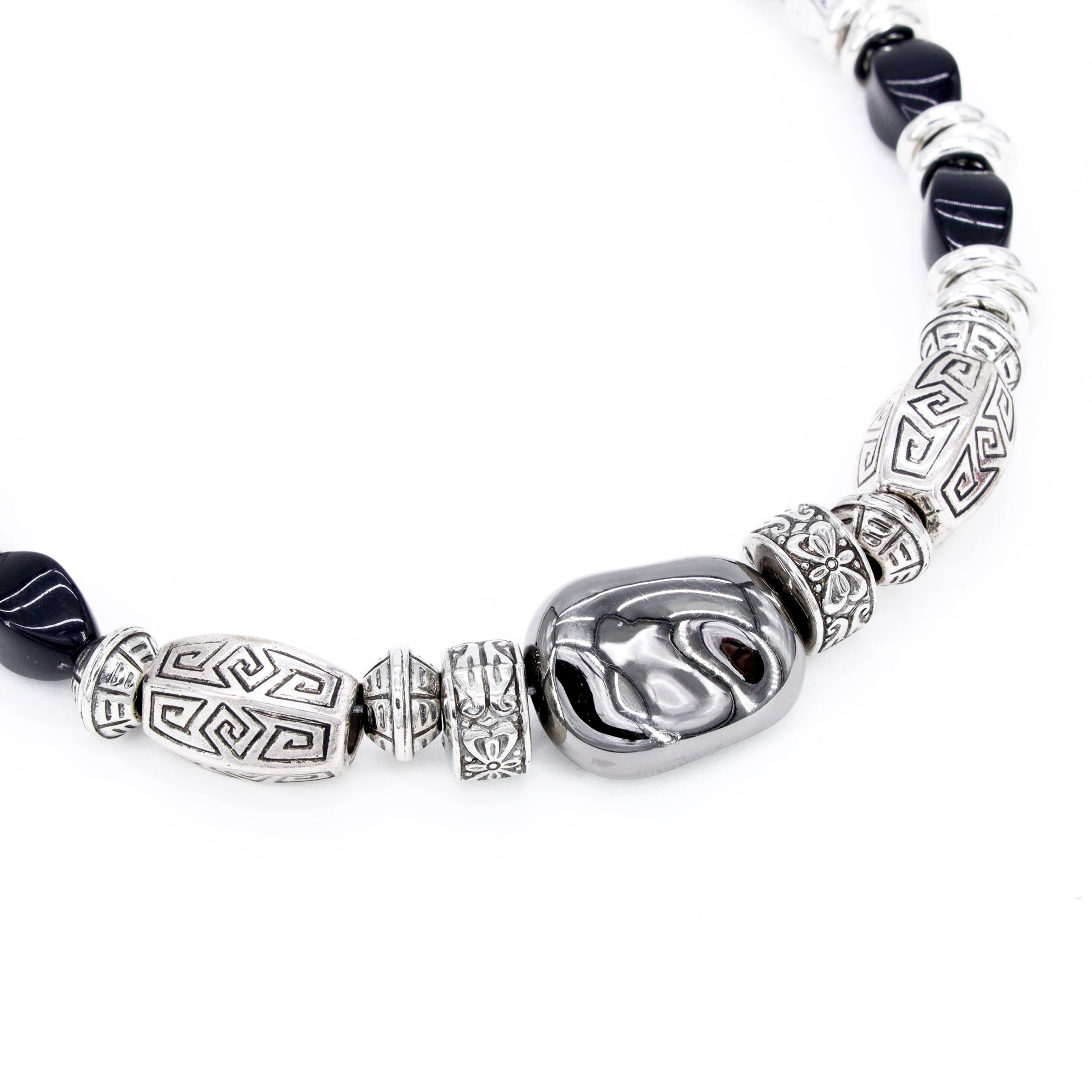 Midnight Silver Bead Necklace