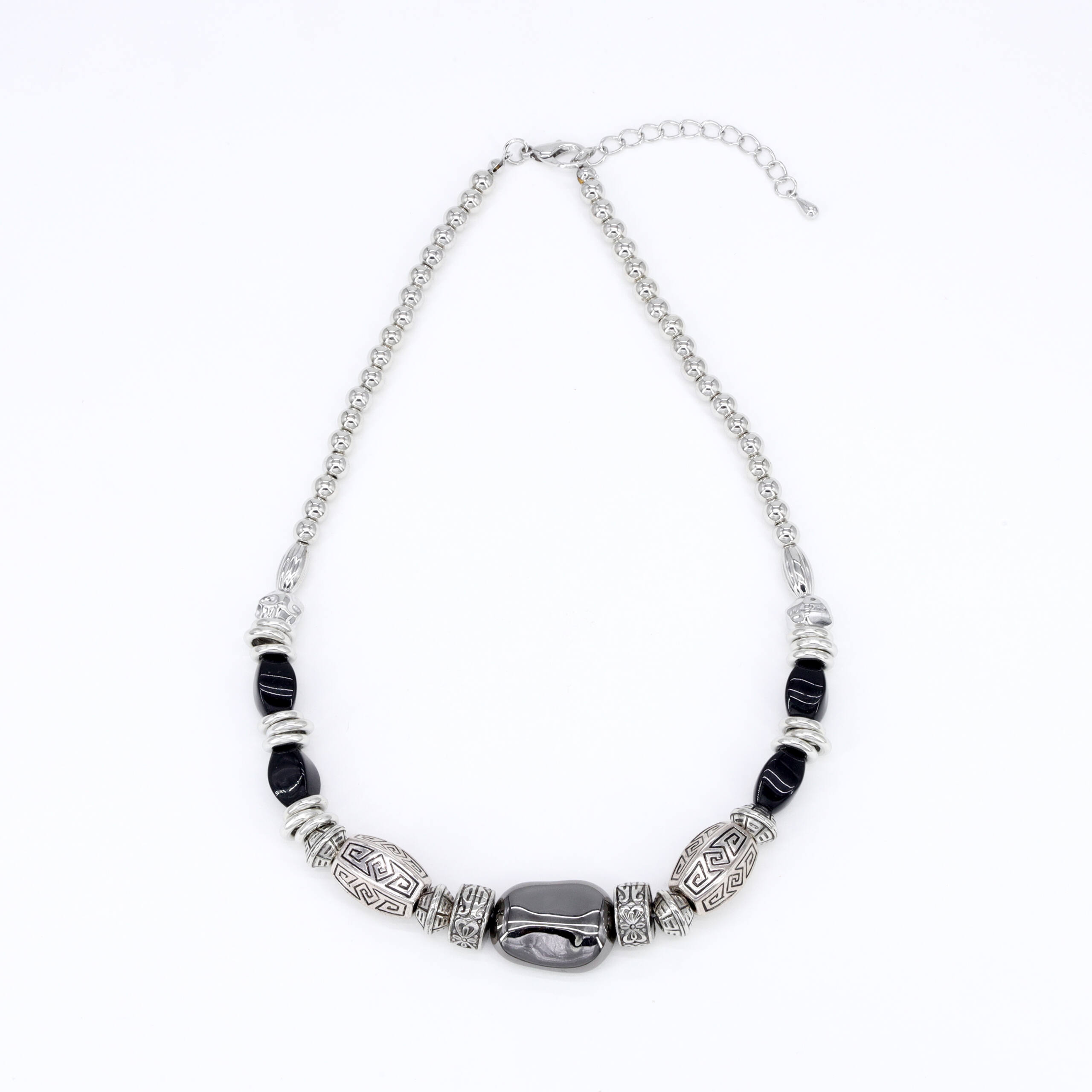 Midnight Silver Bead Necklace