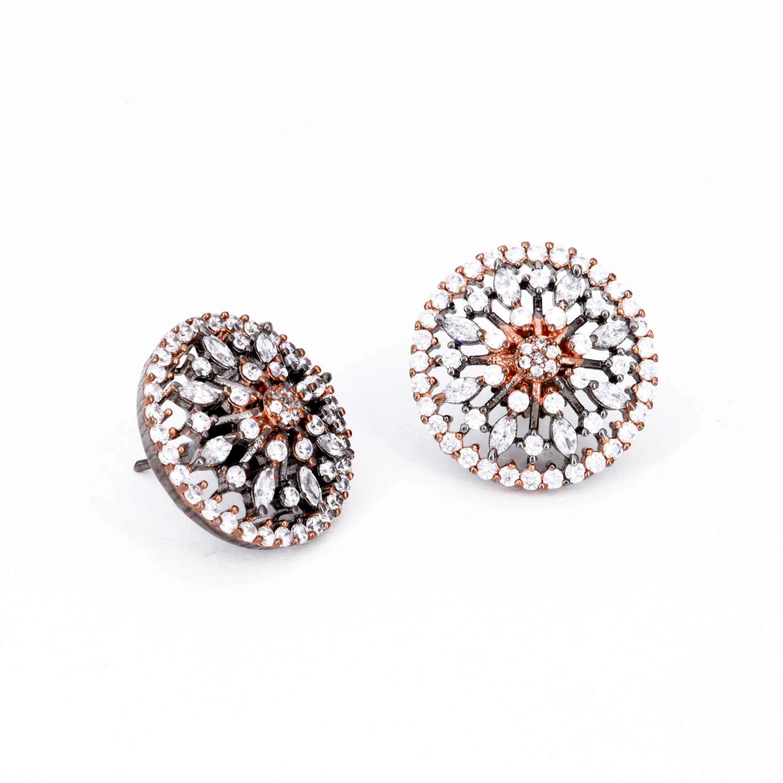 Midnight Silver Filigree Studs