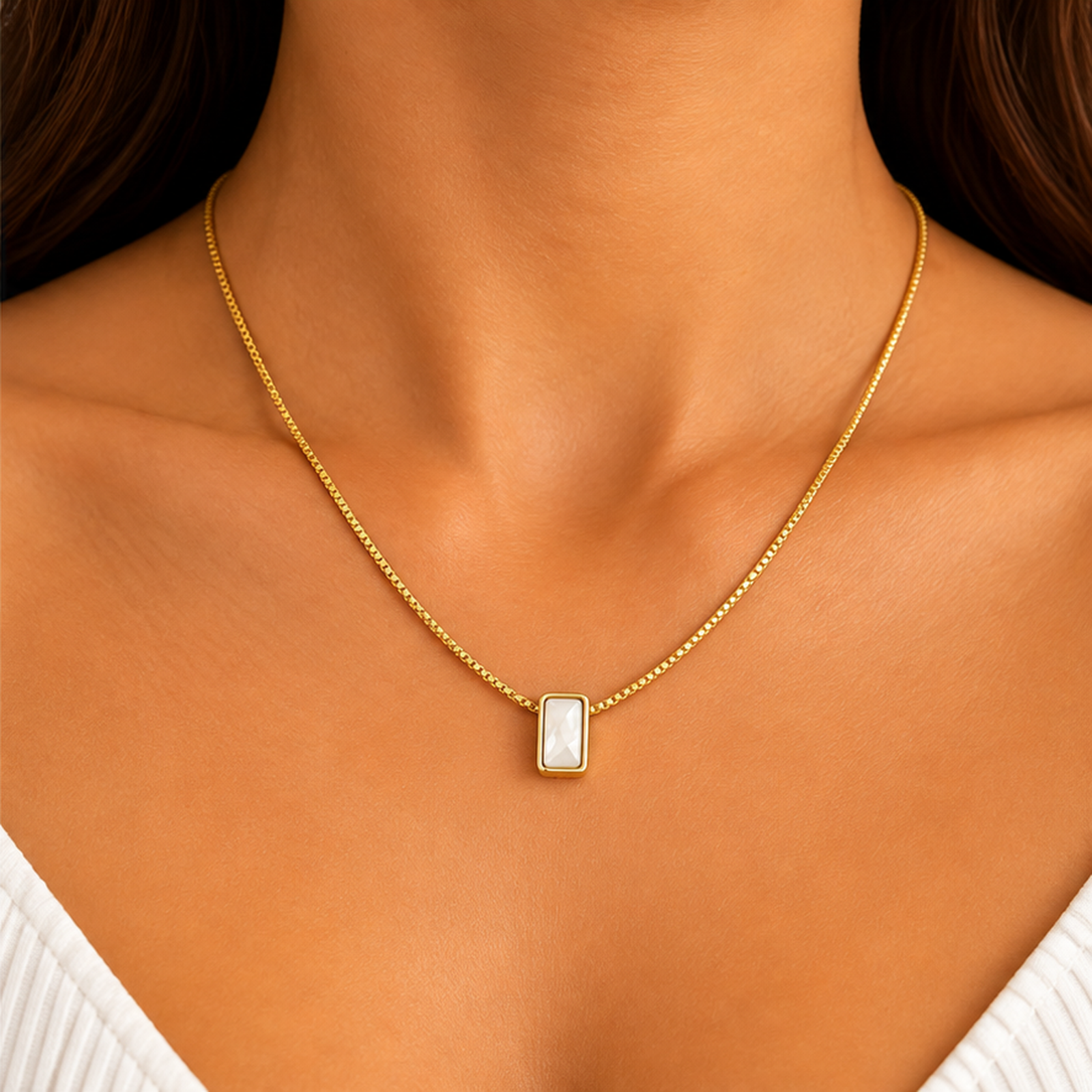 Minimal Gold Tone Bar Pendant Necklace