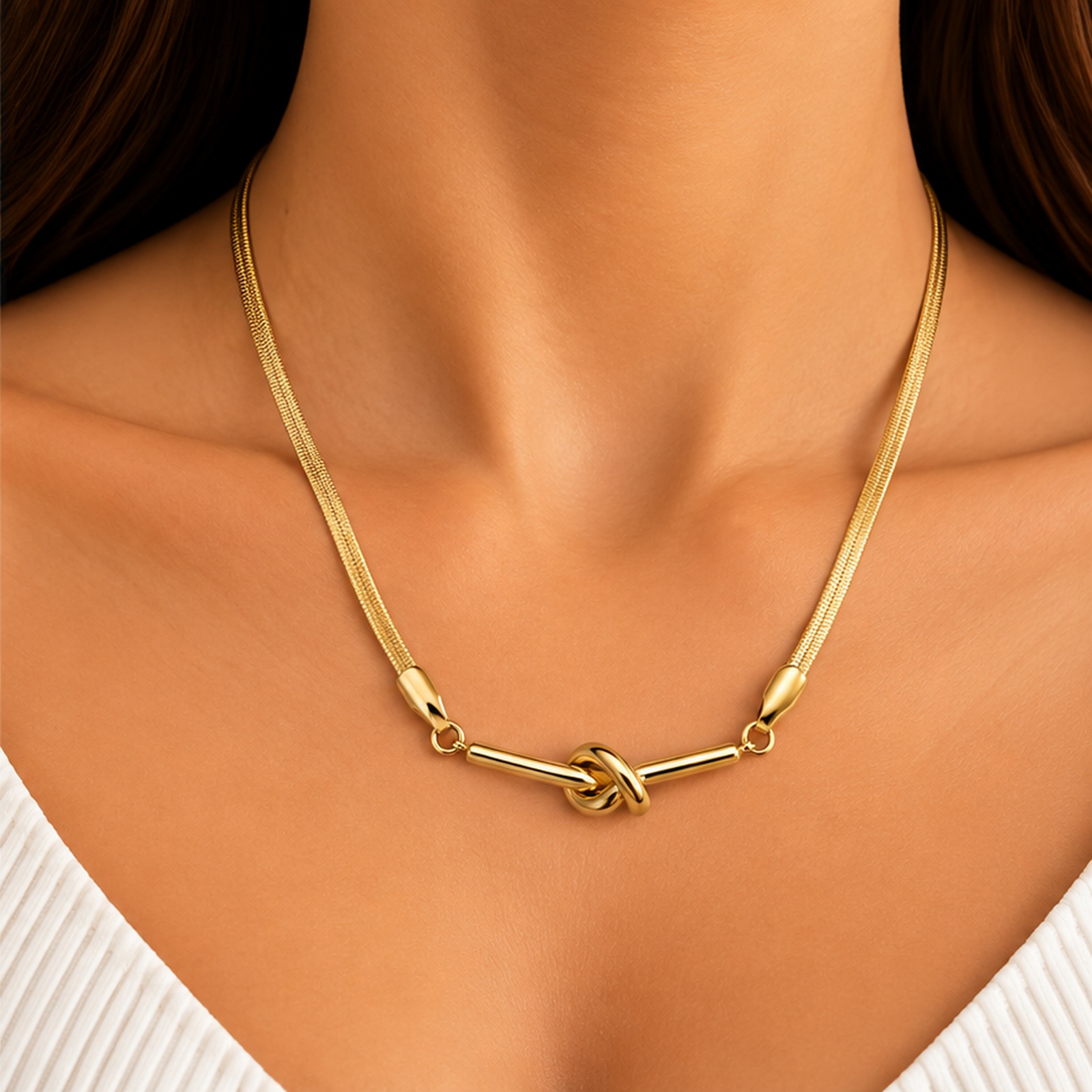 Minimal Gold Tone Link Necklace