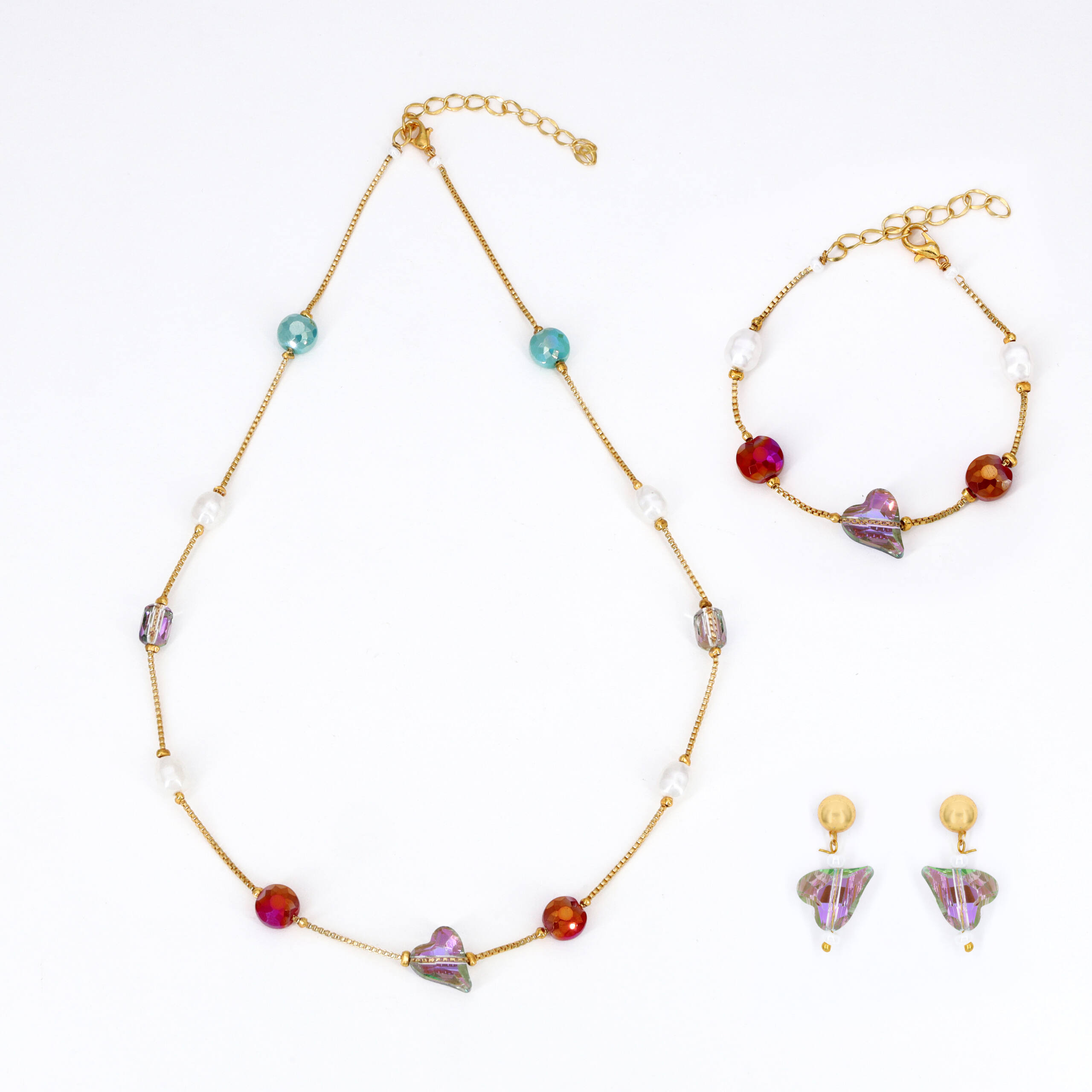 Moti Necklace Set with Matching Bracelet