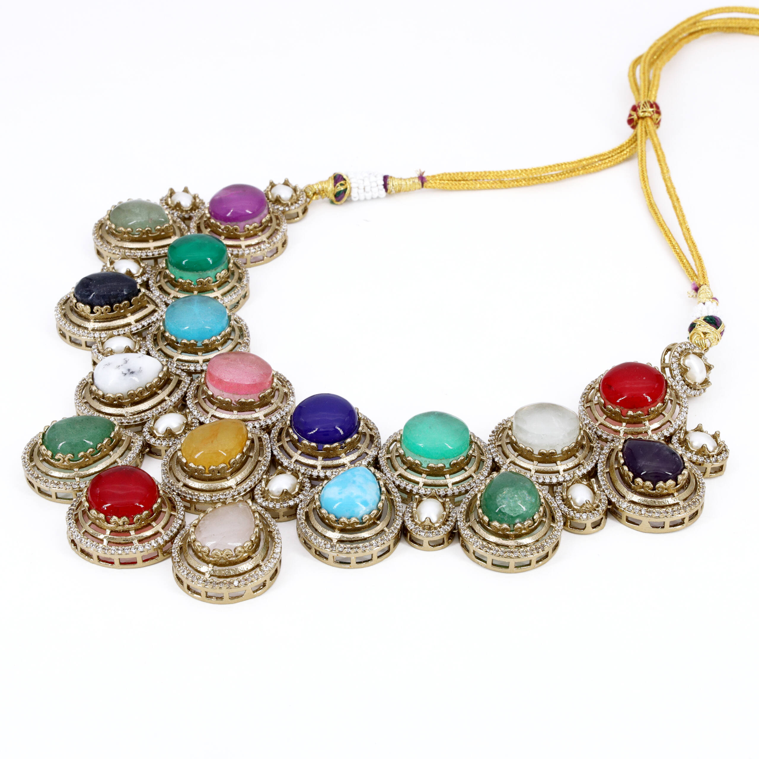 Multicolor Floral Statement Necklace Set
