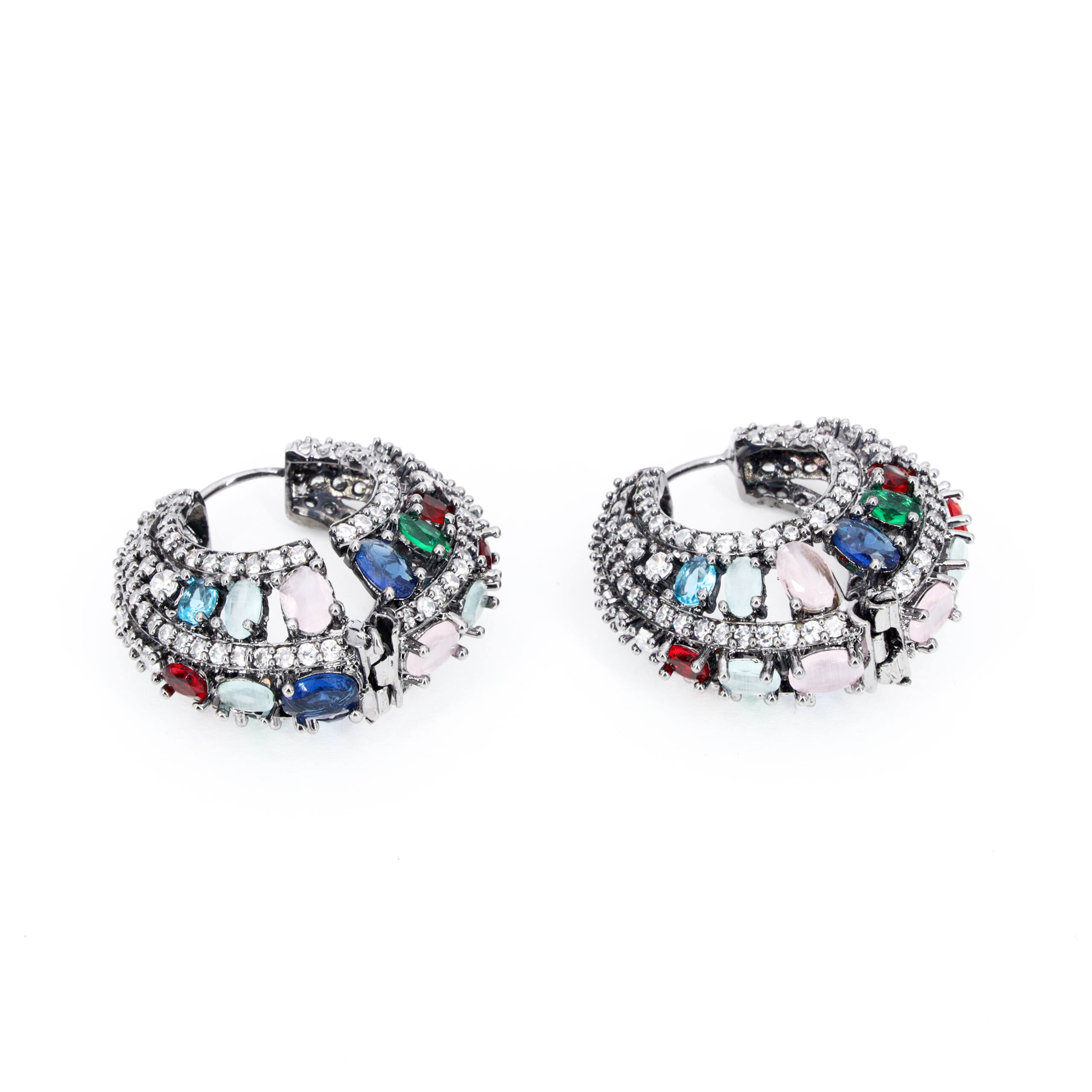 Multicolor Midnight Oval Stud Earrings