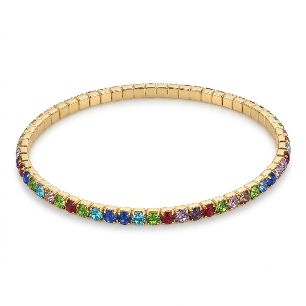 Multicolor Rainbow Gold Tone Designer Kada